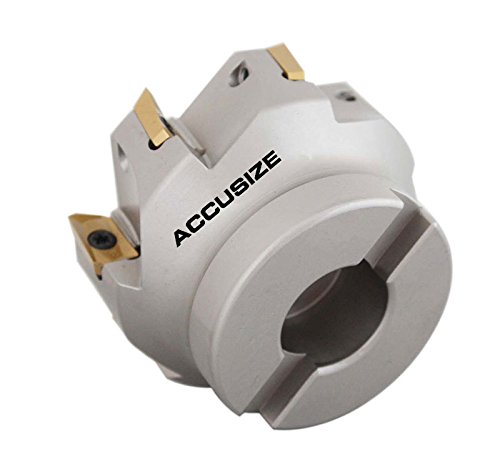 Accusize Industrial Tools 3'' x 1'' 90 Degree Square Shoulder Indexable Face Mill with 7 APKT1604 Carbide Inserts, Nickel Plated Body (4508-0018) - Perfect for CNC Milling, Metalworking & Precision Machining