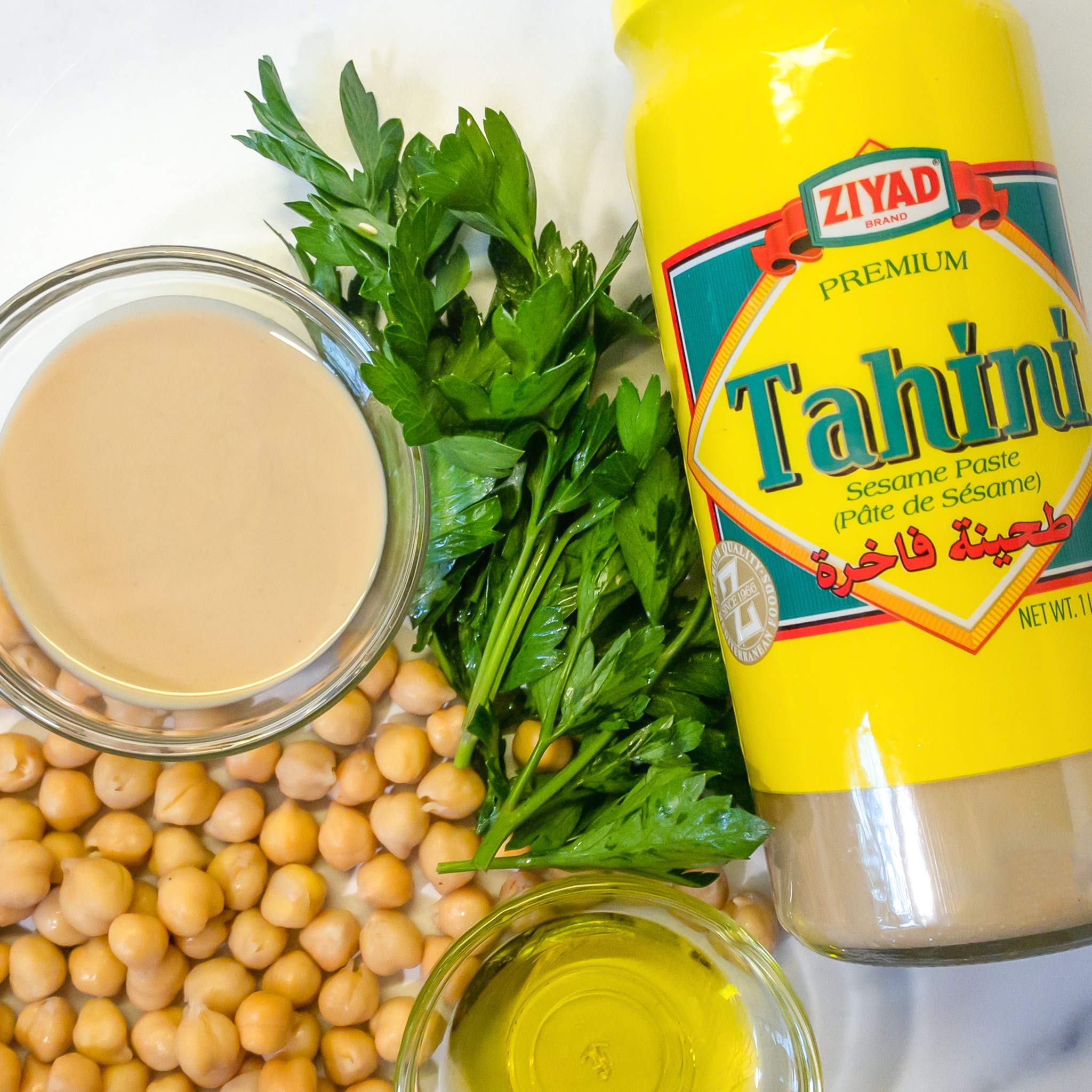 Premium Ziyad Tahini Sesame Paste - 100% Natural, No Additives or Preservatives - 16oz (Pack of 4) - Perfect for Hummus, Pita Bread, Salads, Dips & Middle Eastern Cuisine - Vegan & Gluten-Free