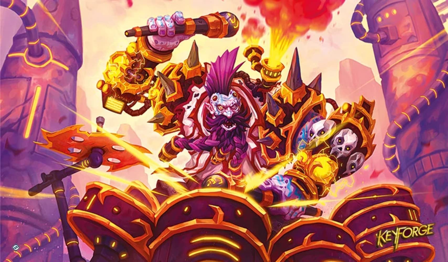 Keyforge: Drummernaut Playmat - Premium Gaming Mat for Fantasy Flight Games | Perfect for Card Games, Tabletop RPGs & Collectible Strategy Games