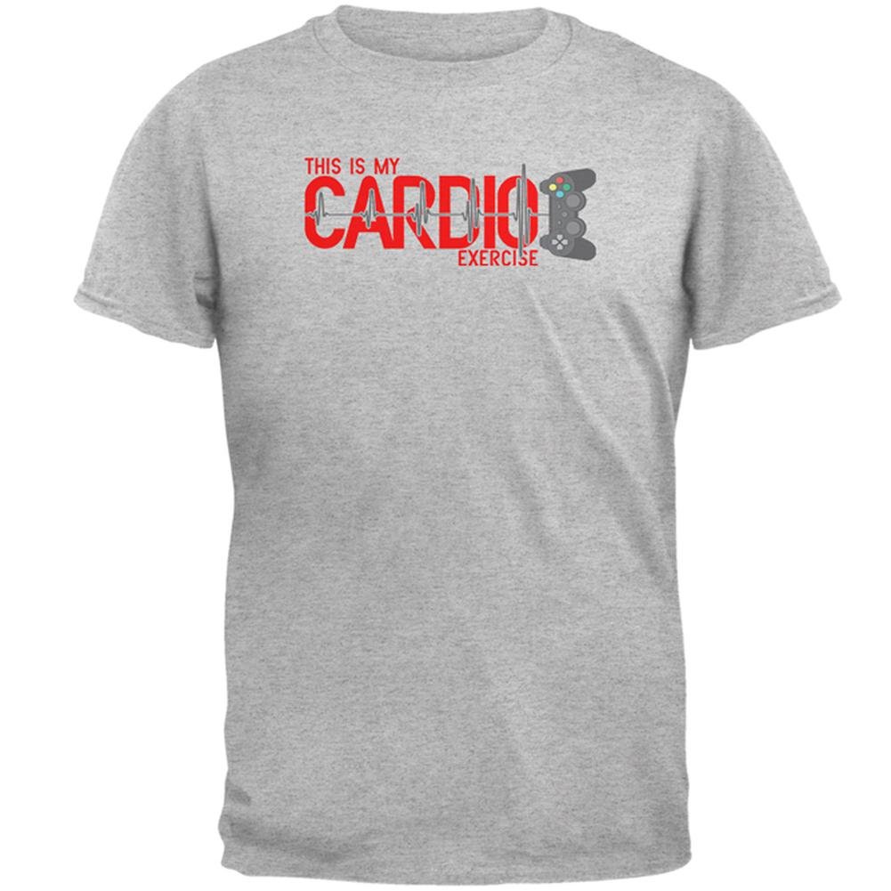 Cardio Exercise Game Controller Heartbeat Gen 2 Men's T-Shirt - Heather Grey 2XL | Fitness Gaming & Workout Apparel for Active Gamers