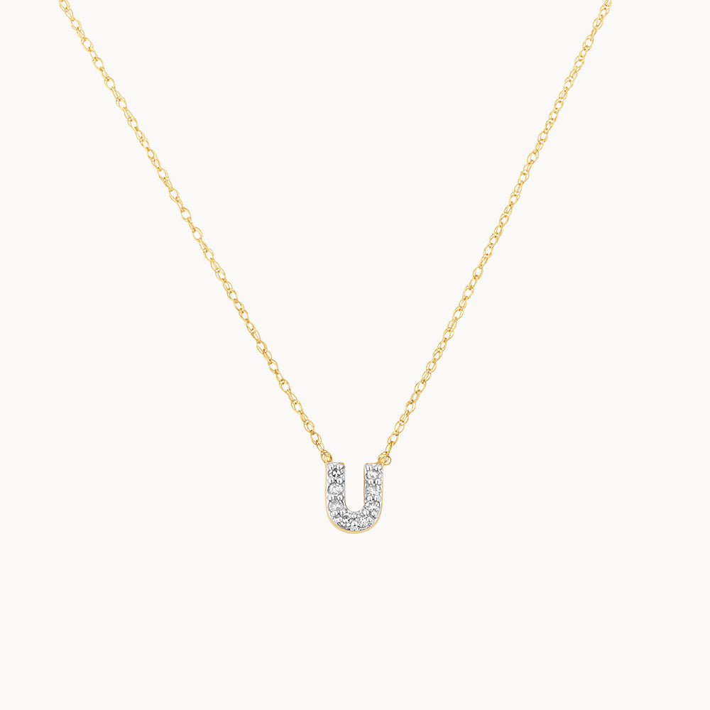 10k Gold Diamond Letter U Necklace - Elegant Personalized Jewelry for Women, Perfect for Gifts, Anniversaries & Everyday Wear