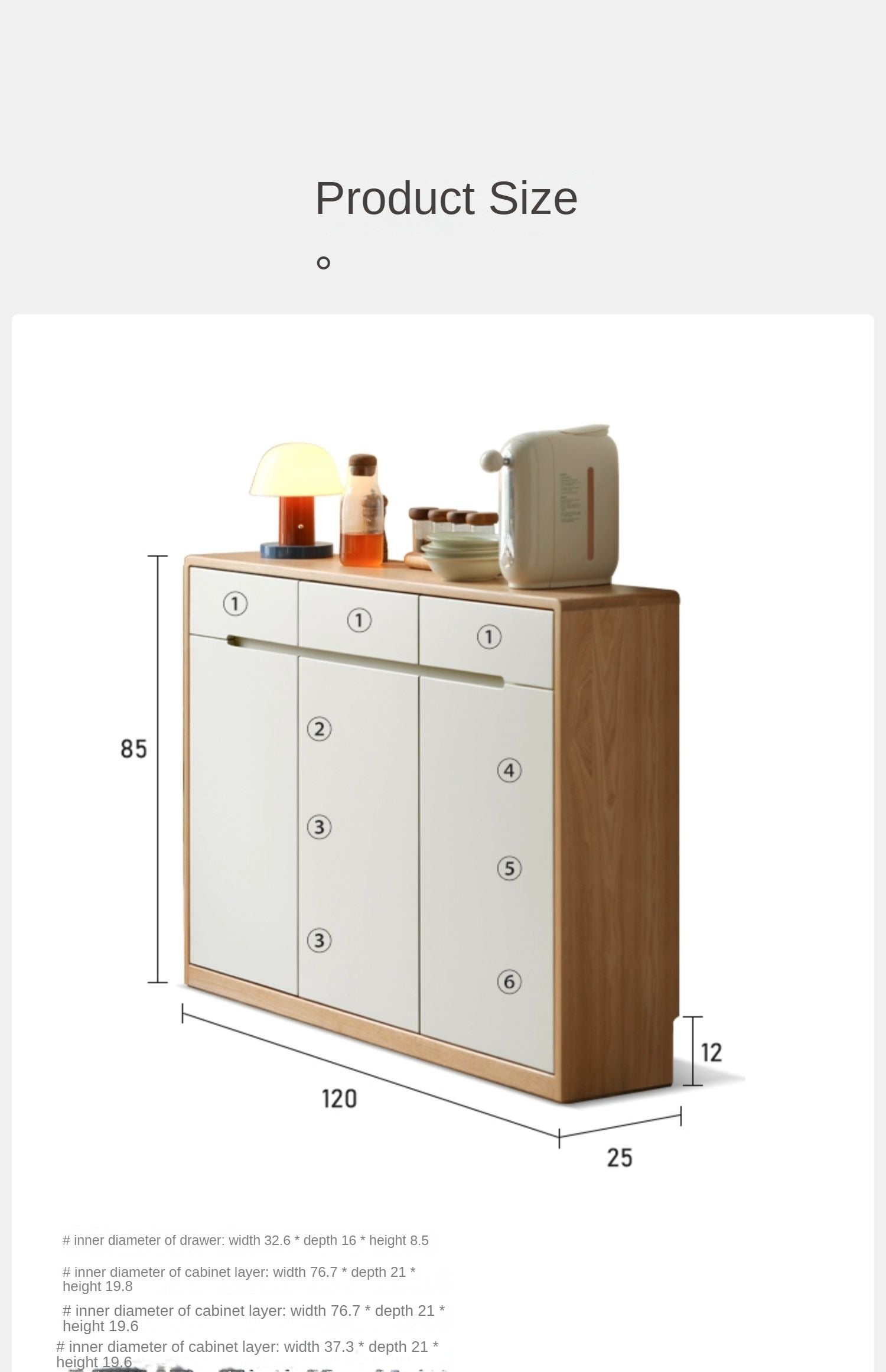 Solid Oak Wood Ultra Thin Sideboard - Modern Slim Console Table for Living Room, Entryway, or Dining Room Storage