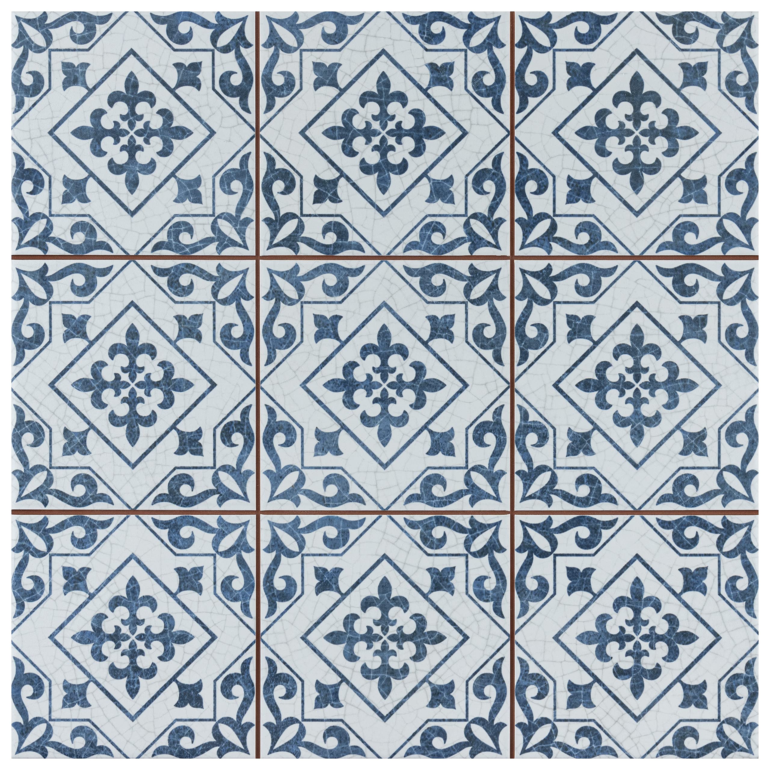 Merola Tile Harmonia Atlantic Cobalt Blue 13x13 Inch Ceramic Floor and Wall Tile - Perfect for Bathroom, Kitchen Backsplash, and Shower Walls