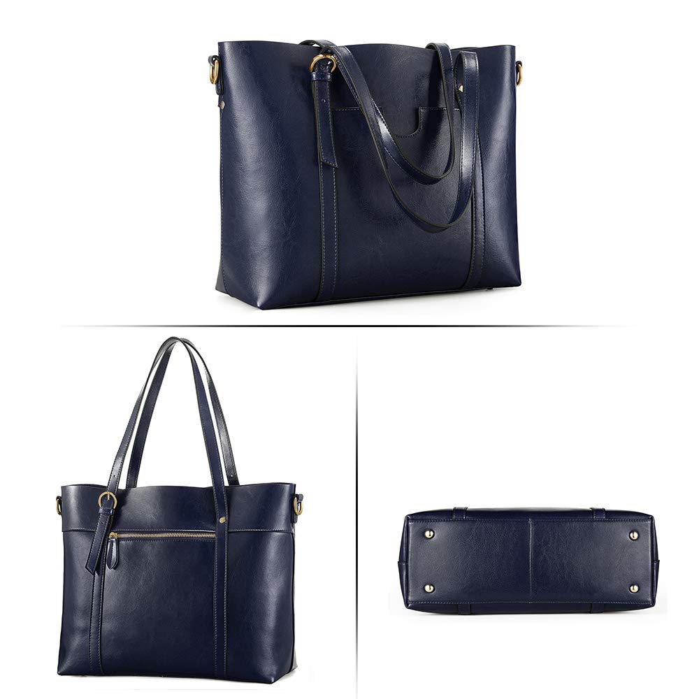 Kattee Genuine Leather Women's Tote Bag - Soft Vintage Shoulder Purse with Top Handle, Large Capacity Fashion Handbag for Work, Travel & Daily Use