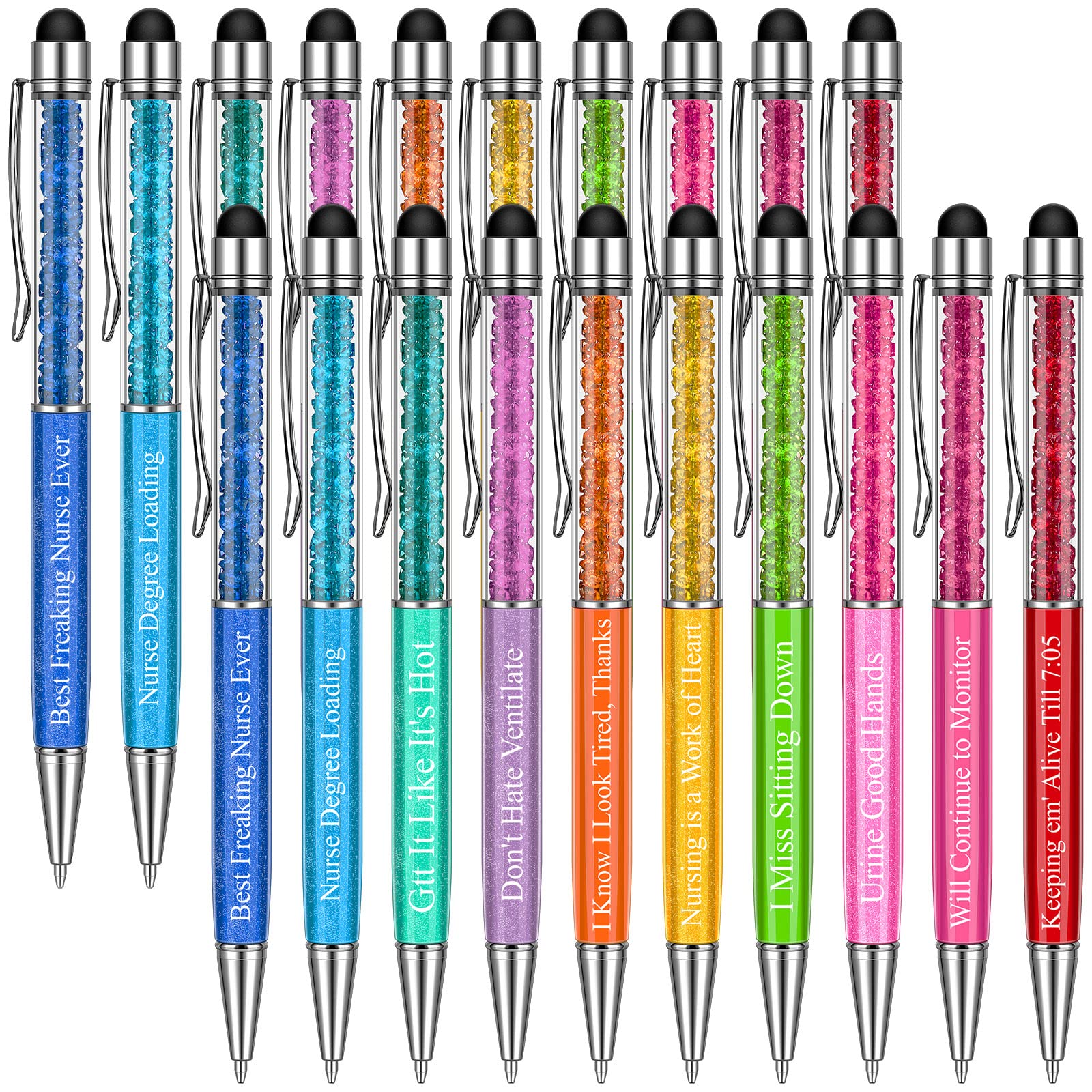 Funny Nurse Pens for Work - 20-Pack Black Ink Ballpoint Pens for Nurses, Doctors, Teachers & Students - Perfect for Medical Professionals, Educators & Office Use (10 Stylish Designs)