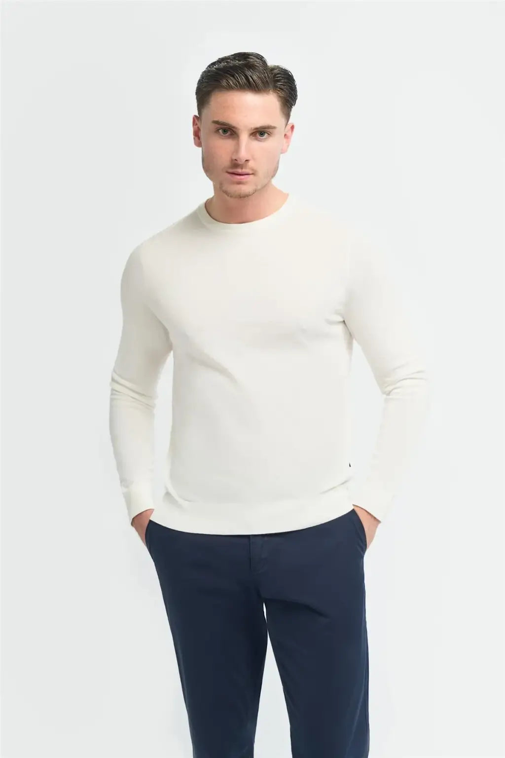 Cavani Men's Savio Lightweight Crew Neck Sweater | Soft Cotton Knit Pullover for Casual Wear & Layering | Perfect for Office, Travel & Everyday Comfort