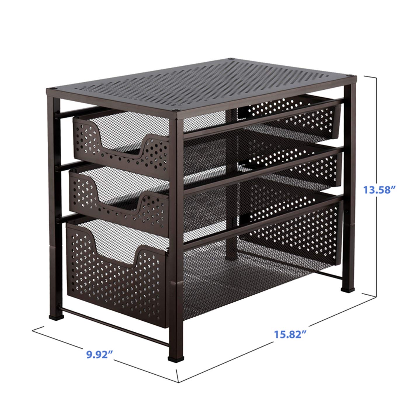 Auledio 3-Tier Stackable Under Sink Organizer with Sliding Baskets - Bronze | Space-Saving Cabinet Storage for Kitchen, Bathroom & Laundry Room Organization