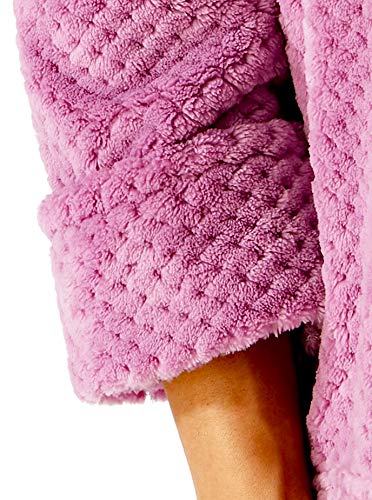 Slenderella Women's Winter Bed Jacket - Soft Thick Light Purple Waffle Fleece Collared Button Up Coat - XXL (24-26) - Cozy Loungewear for Cold Nights at Home