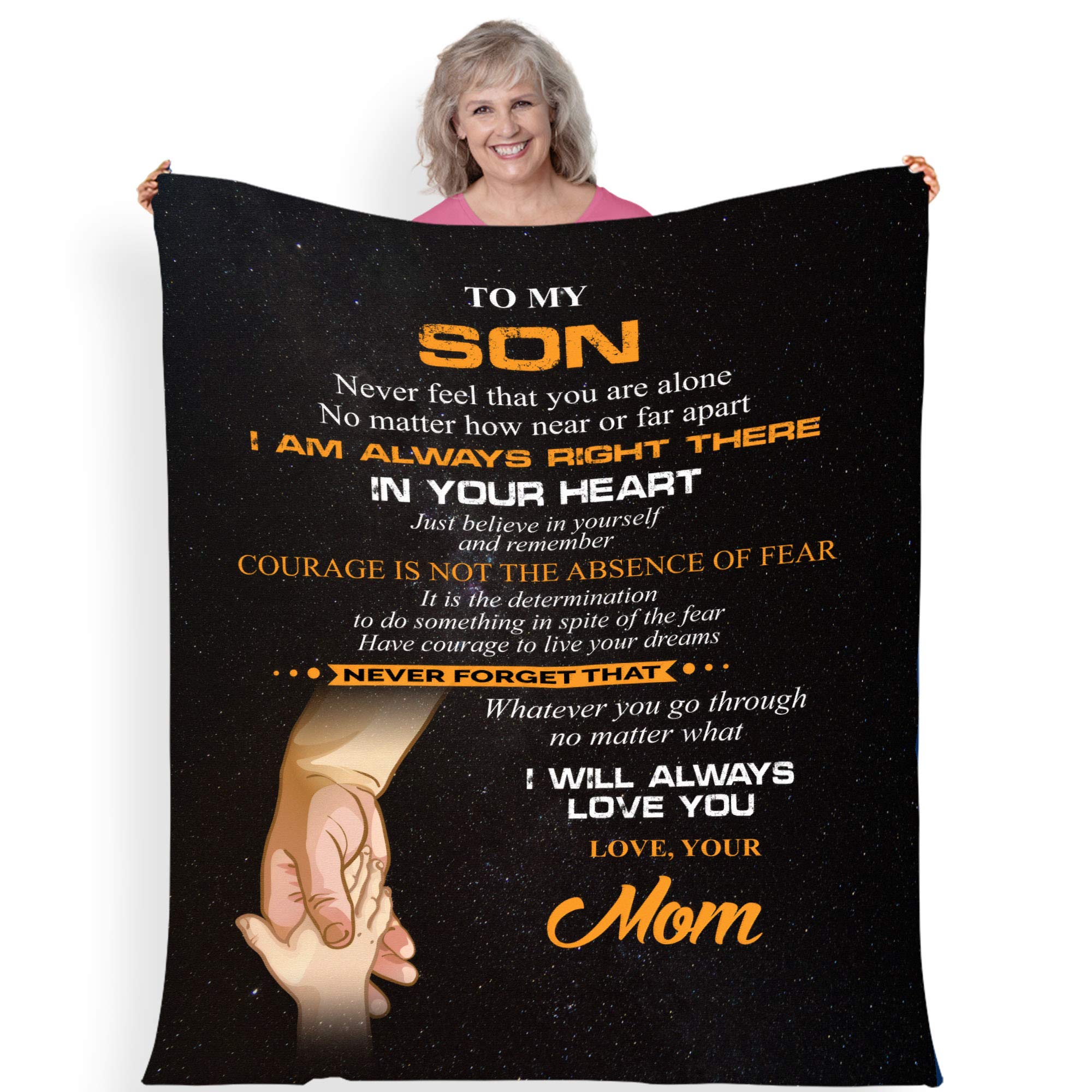 Premium Inspirational Blanket for Son - 'Courage is Not The Absence of Fear' Quote - Soft Comfort Throw Gift for Birthday, Children's Day & Christmas - Perfect for Bedroom, Nursery or Thoughtful Present