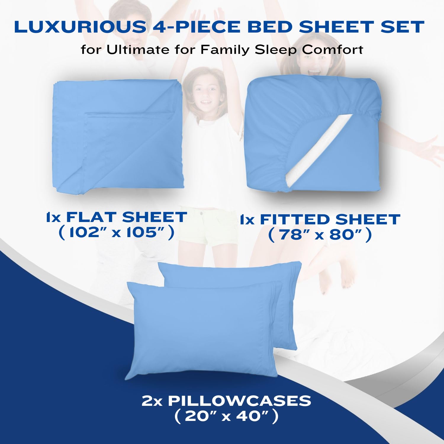 Dreamcare Cooling Full Size Sheet Set - 4pc Soft 100% Brushed Polyester Bed Sheets with Deep 15