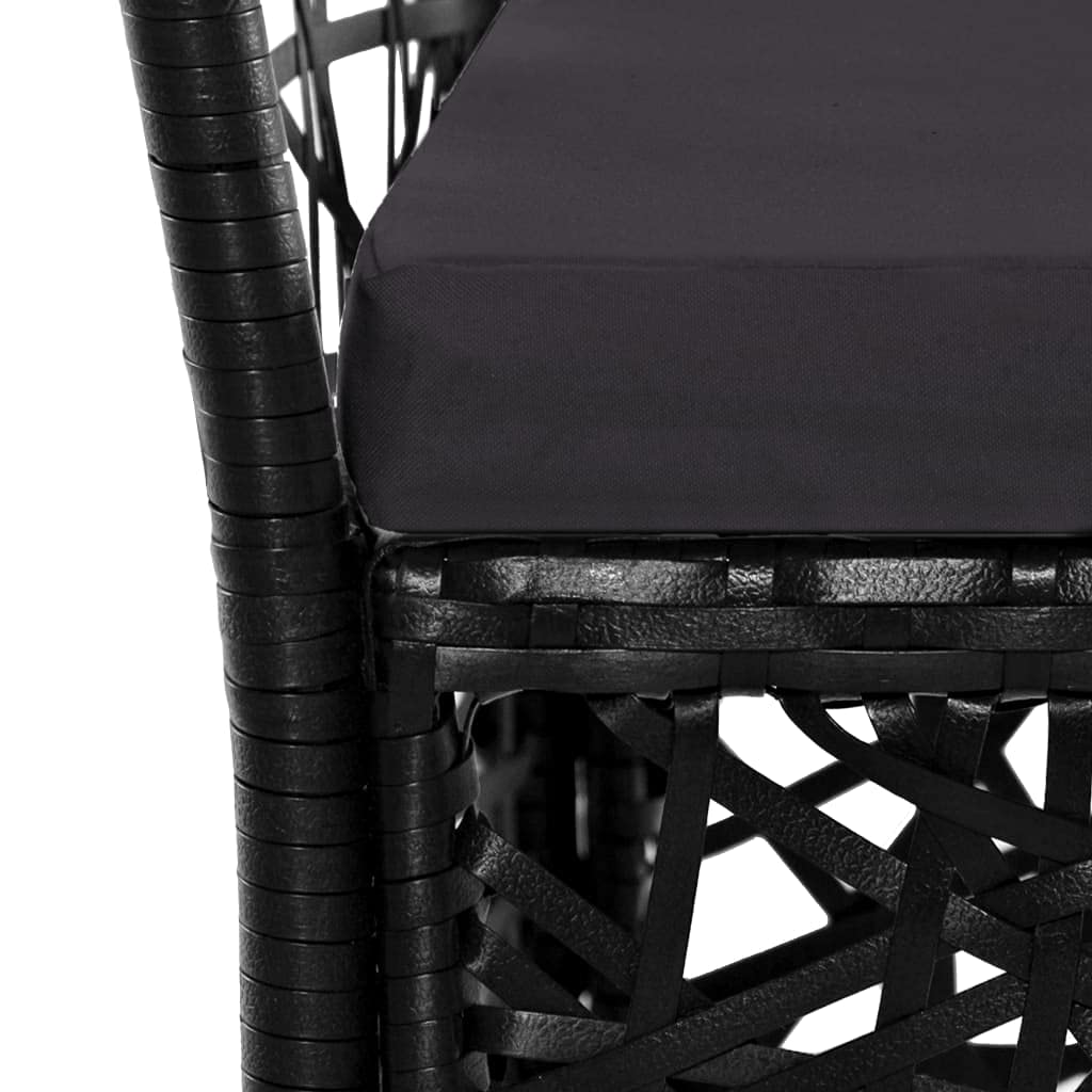 9-Piece Black Poly Rattan Outdoor Dining Set with Coffee Table & Cushioned Sectional Sofa - Patio Furniture Conversation Set for Garden, Backyard, and Poolside Relaxation