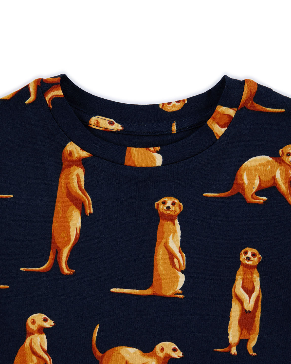 Kids Meerkat Print Short Sleeve Pajama Set - Navy Blue Cotton Sleepwear for Boys & Girls | Perfect for Summer Nights & Sleepovers