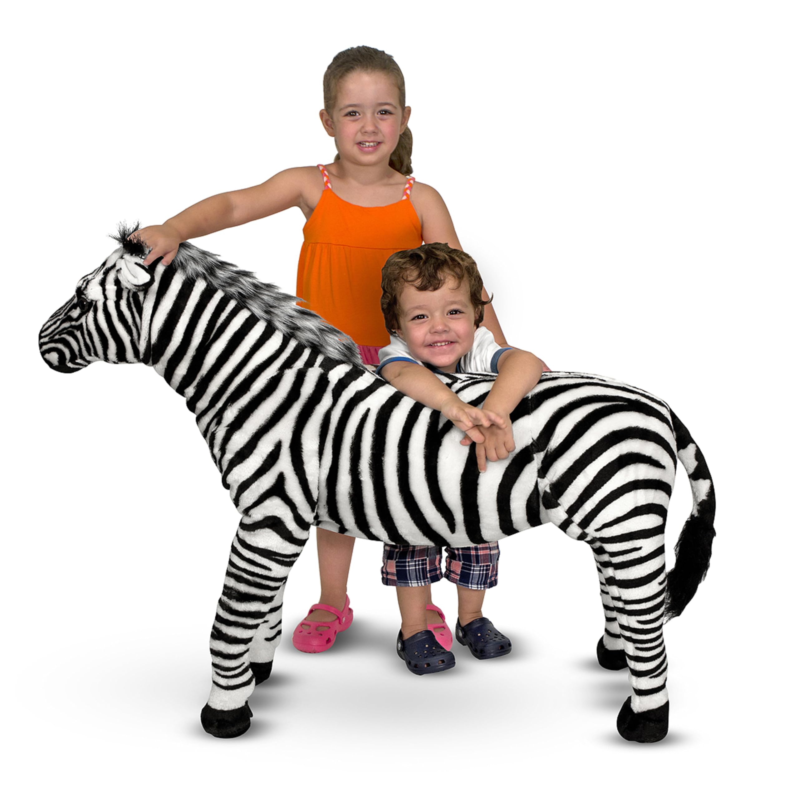 Melissa & Doug Giant Striped Zebra Plush Toy - 36 Inch Tall Lifelike Stuffed Animal for Kids, Nursery Decor & Safari Themed Bedroom