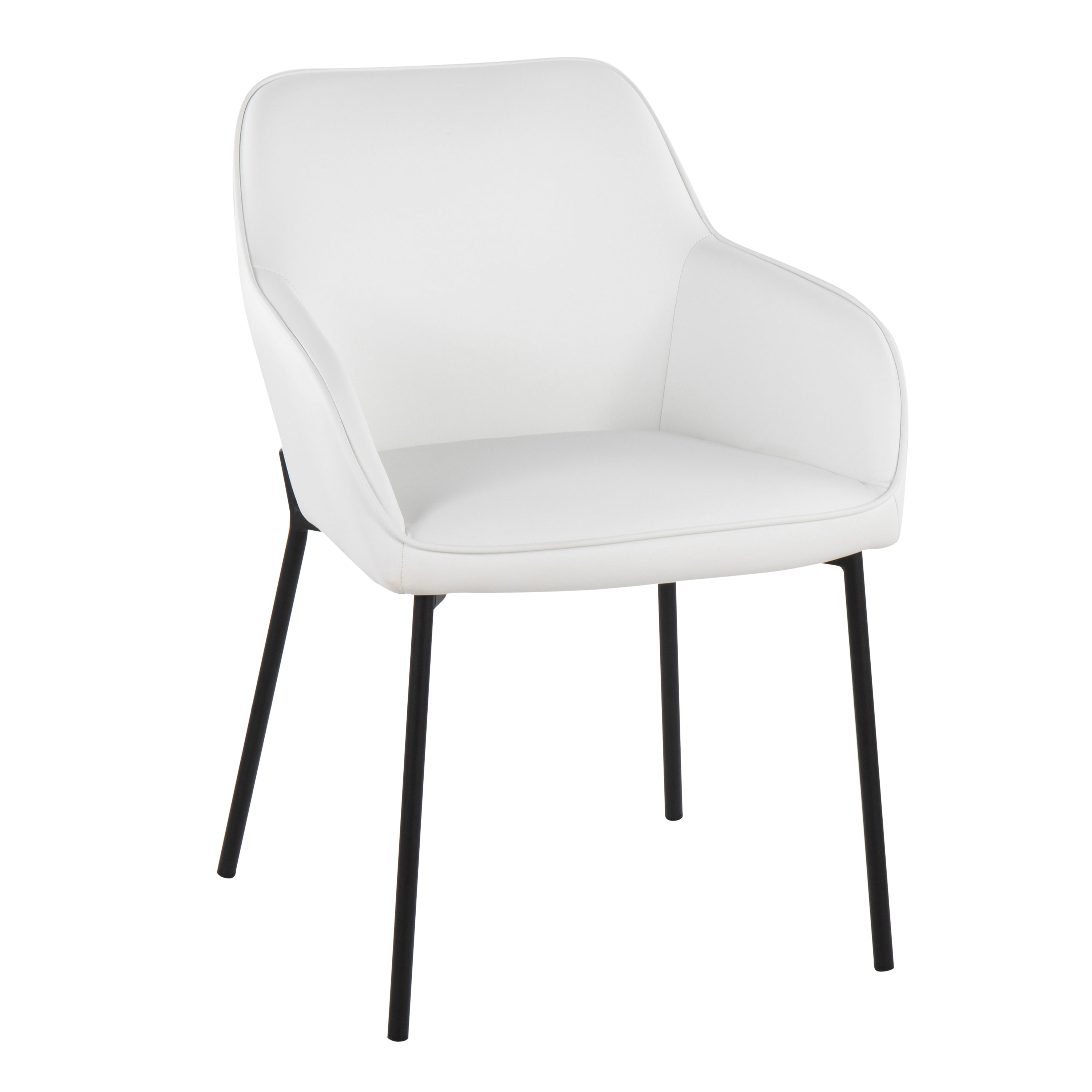 LumiSource Daniella Modern Dining Chairs - Set of 2 Black Metal & White Faux Leather Upholstered Seats for Kitchen, Dining Room or Office