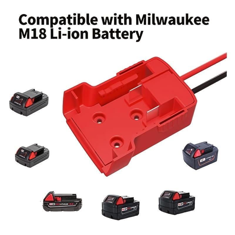 Milwaukee M18 18V Battery Power Wheel Adapter with Fuse & 14AWG Wire Terminals - DIY RC Car, Robot & Truck Power Connector (2 Pack) - Perfect for Remote Control Vehicles, Robotics Projects and Power Tool Modifications