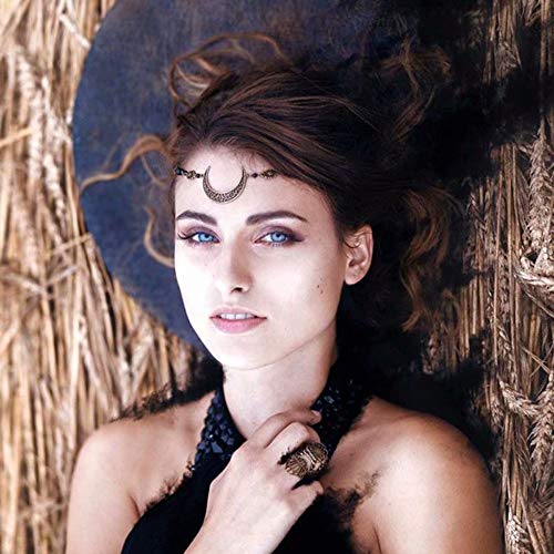 2Pcs Moon Headband & Star Bracelet Set - Witch Headpiece & Fairy Crown Hair Chain for Women - Perfect for Halloween Costumes, Cosplay, and Festival Accessories - Comes with Gift Box