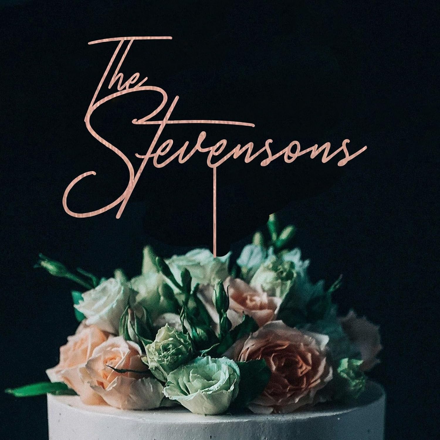 Personalized Wedding Cake Topper - Custom Name Wood Cake Decor - Elegant Wedding Cake Accessory CT01 for Anniversaries & Bridal Showers