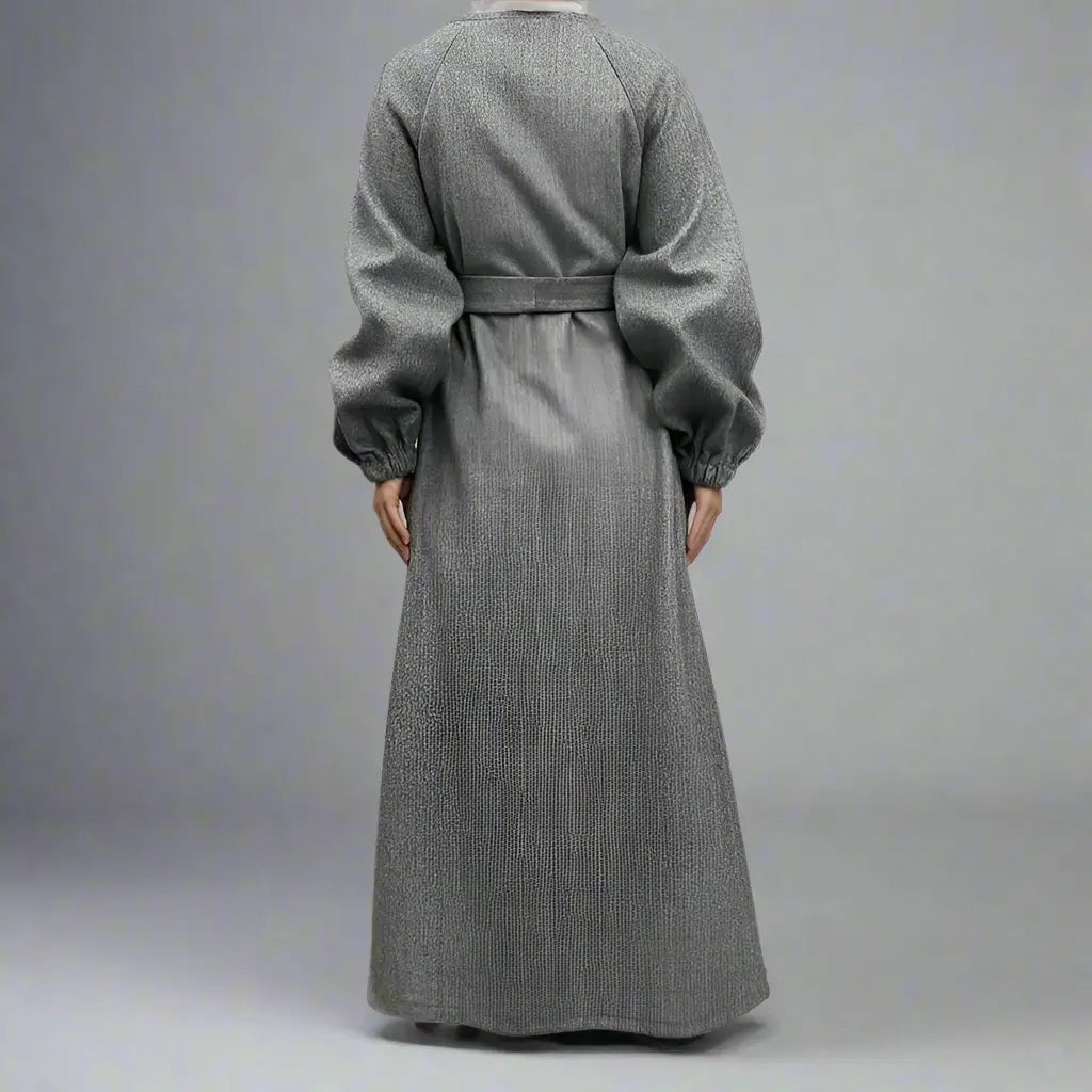 Muslim Women's Winter & Fall Cotton Blend Classic Open Abaya Dress - Modest Islamic Prayer Dress for Home & Mosque