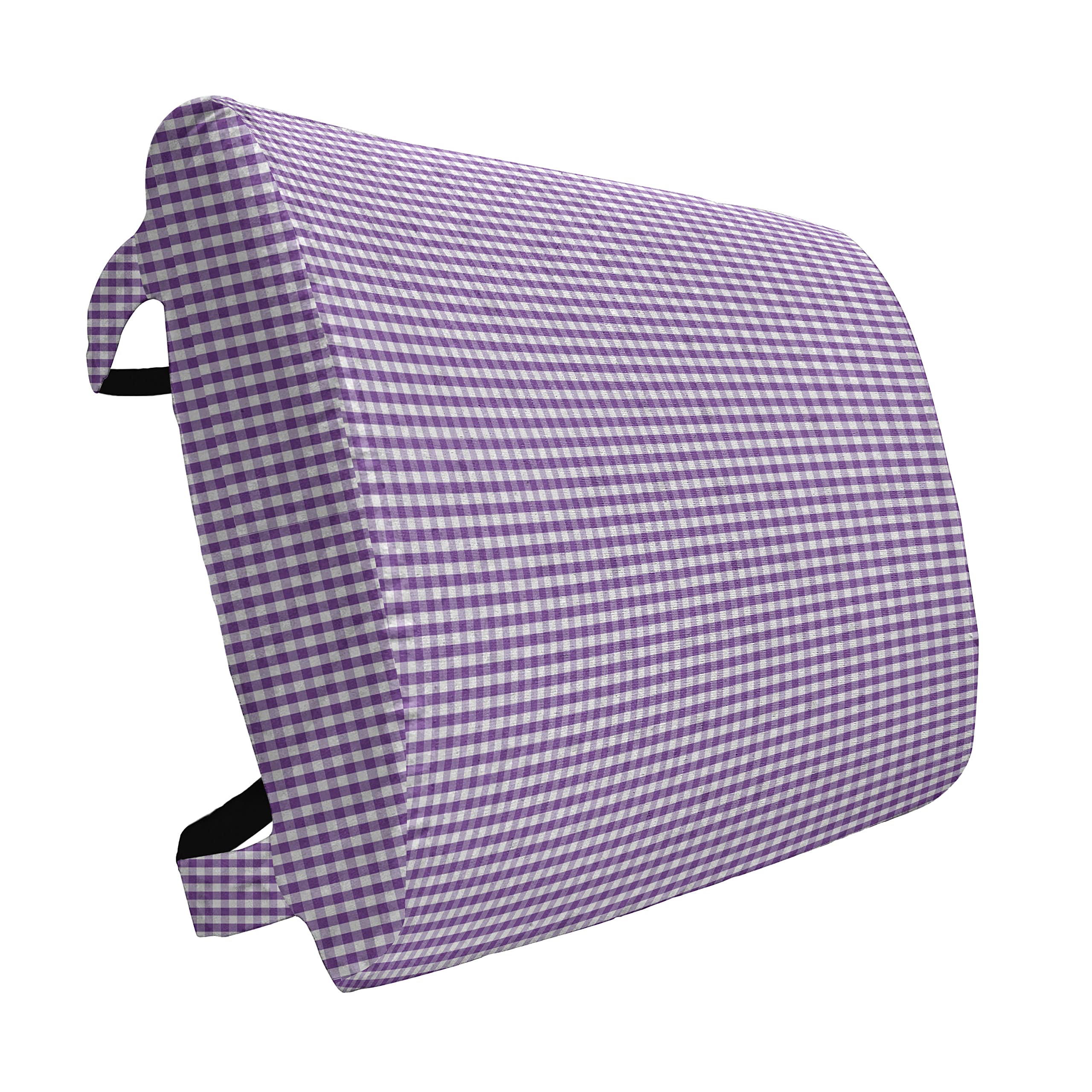 Ambesonne Checkered Lumbar Support Pillow - Purple & White Gingham Print, High Density Foam for Office Chair & Car Seat (14