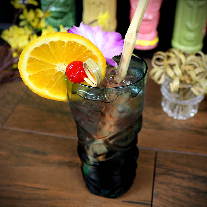 BarConic ® Tiki Glass - 15 oz Teal Tropical Cocktail Cups for Margaritas, Pina Coladas & Summer Drinks - Perfect for Luau Parties, Beach Bars & Poolside Sipping