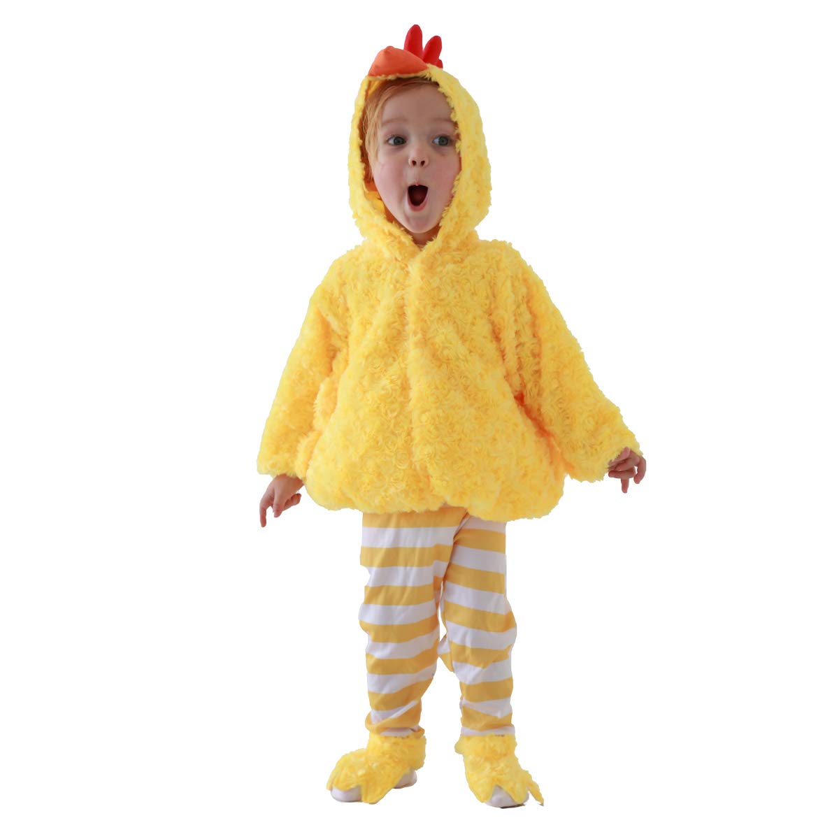 Kids Chicken Costume - Plush Yellow Animal Stripe Outfit for Halloween & Easter | Unisex Children's Dress Up Set for Parties & Photo Shoots