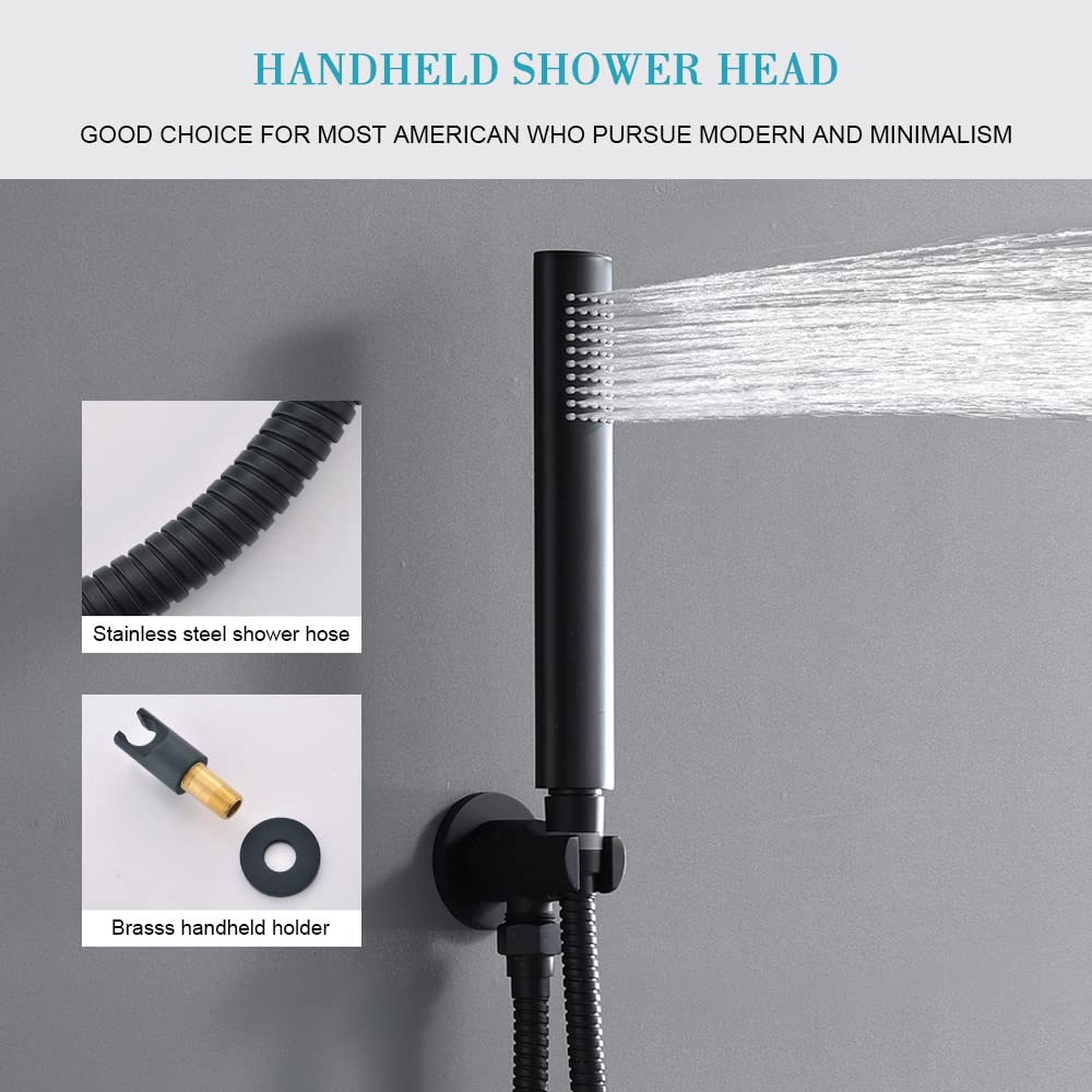 Premium Matte Black Shower System with 12