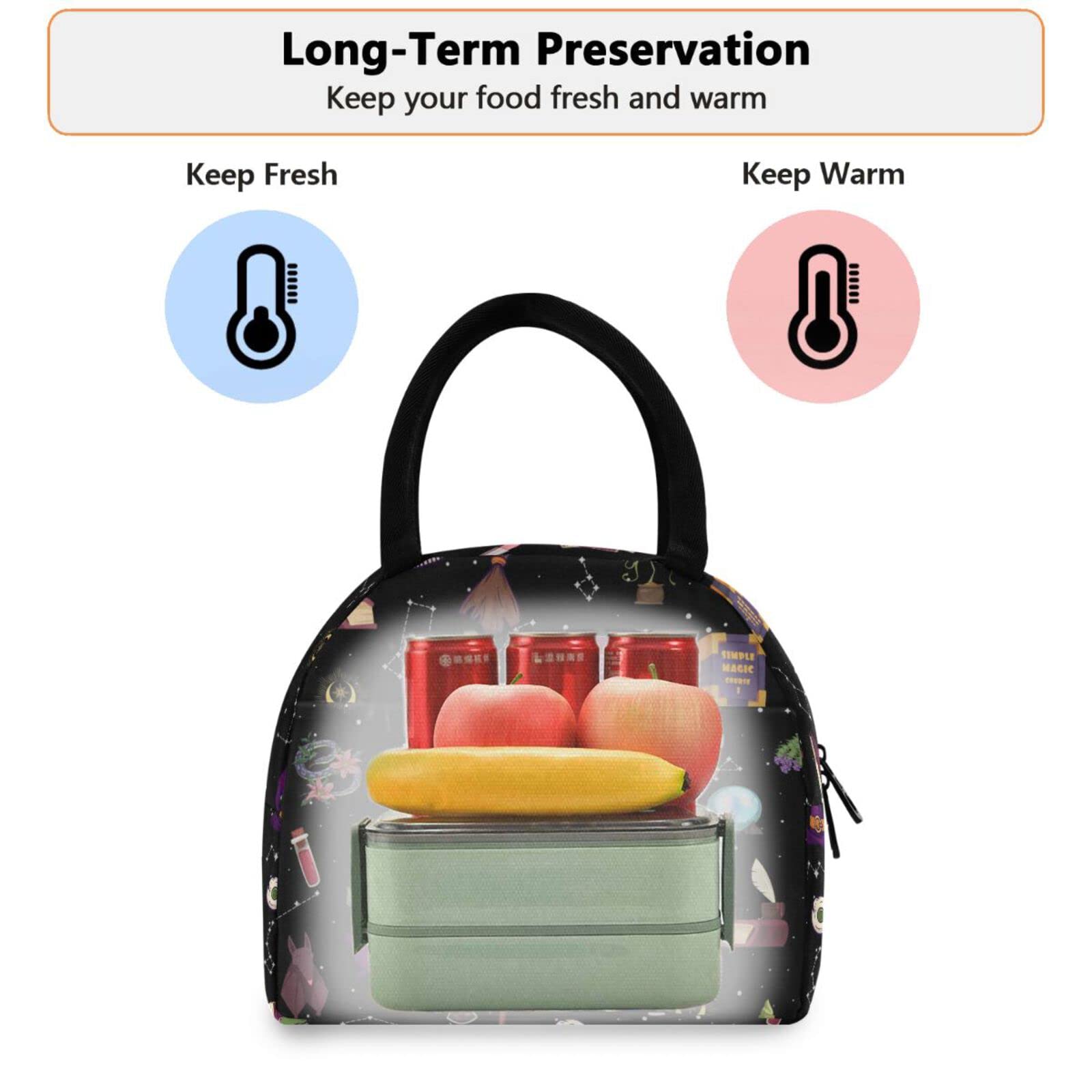 Witch Astrology Insulated Lunch Bag - Reusable Thermal Tote for Women & Men - Perfect for Office, School, Picnic & Hiking - Stylish & Functional Lunch Carrier