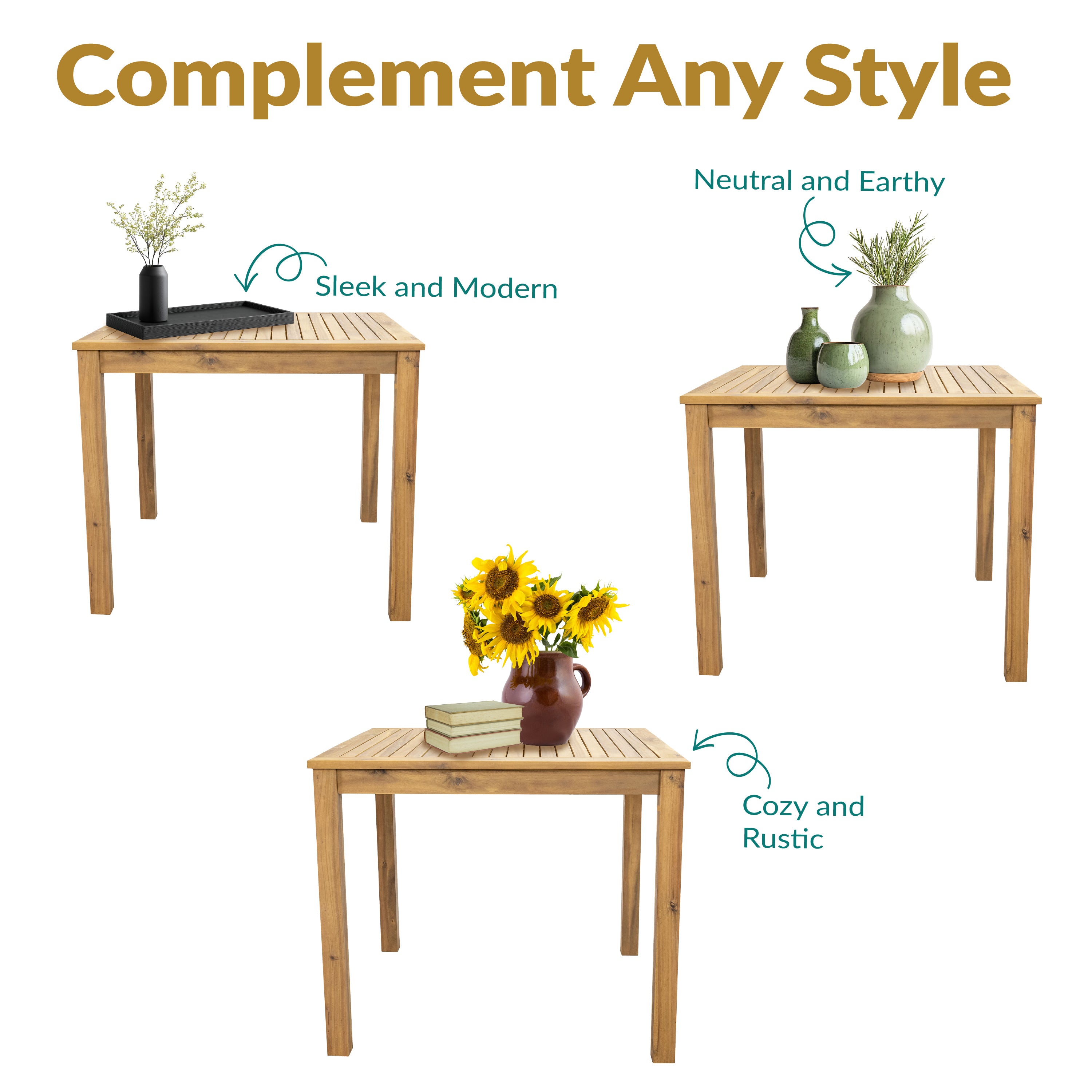 Acacia Wood Outdoor Dining Table 33.75