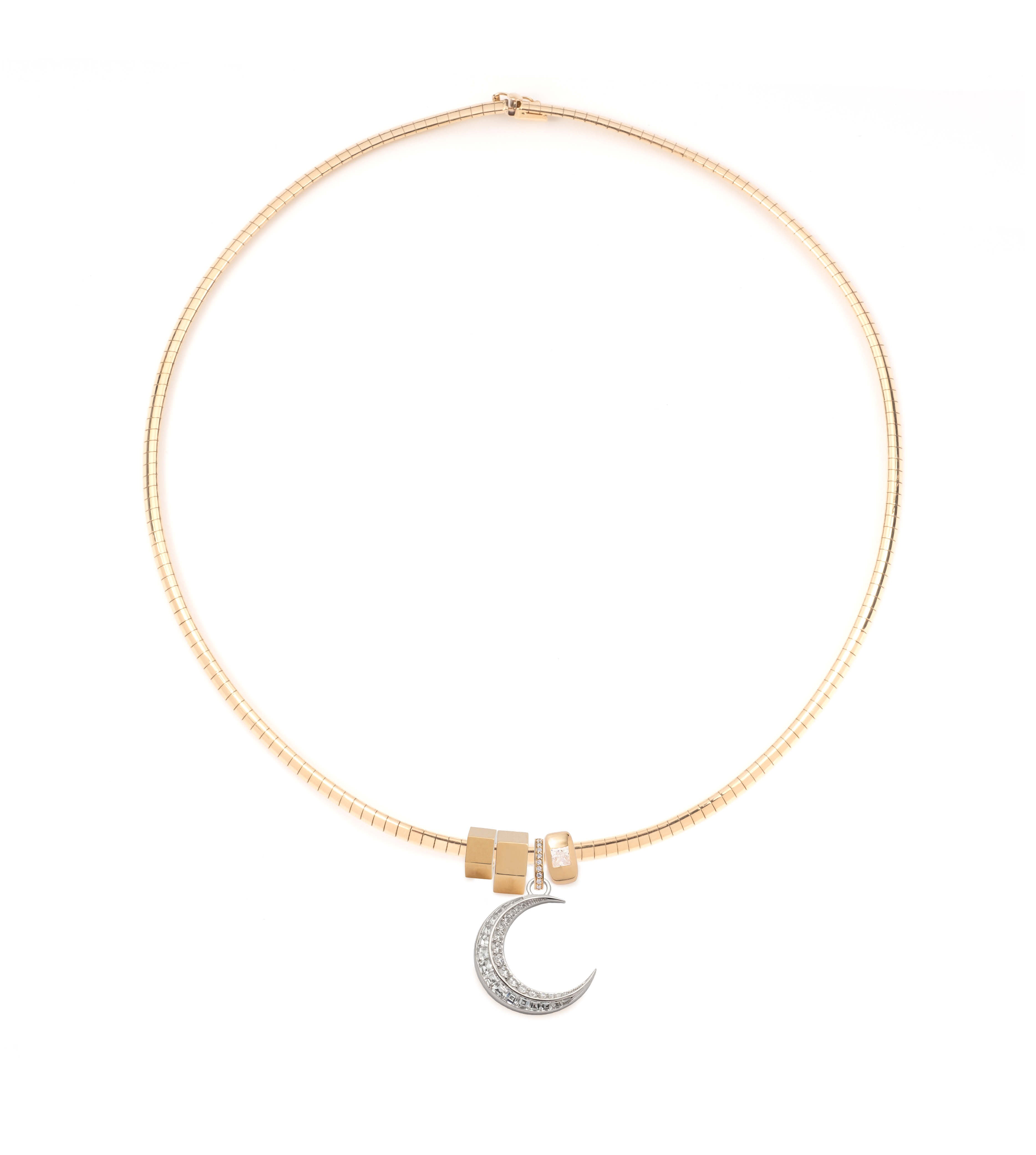 Diamond Gemstone Crescent Moon Necklace - Elegant Sleek Collar Pendant for Women | Perfect for Valentine's Day Gifts, Anniversary Presents & Everyday Jewelry