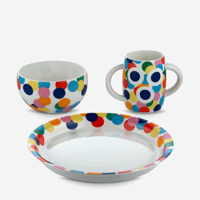 Alessi Alessini Proust Children's Tableware Set - Colorful Kids Plates, Bowls & Utensils for Fun Mealtime & Birthday Parties