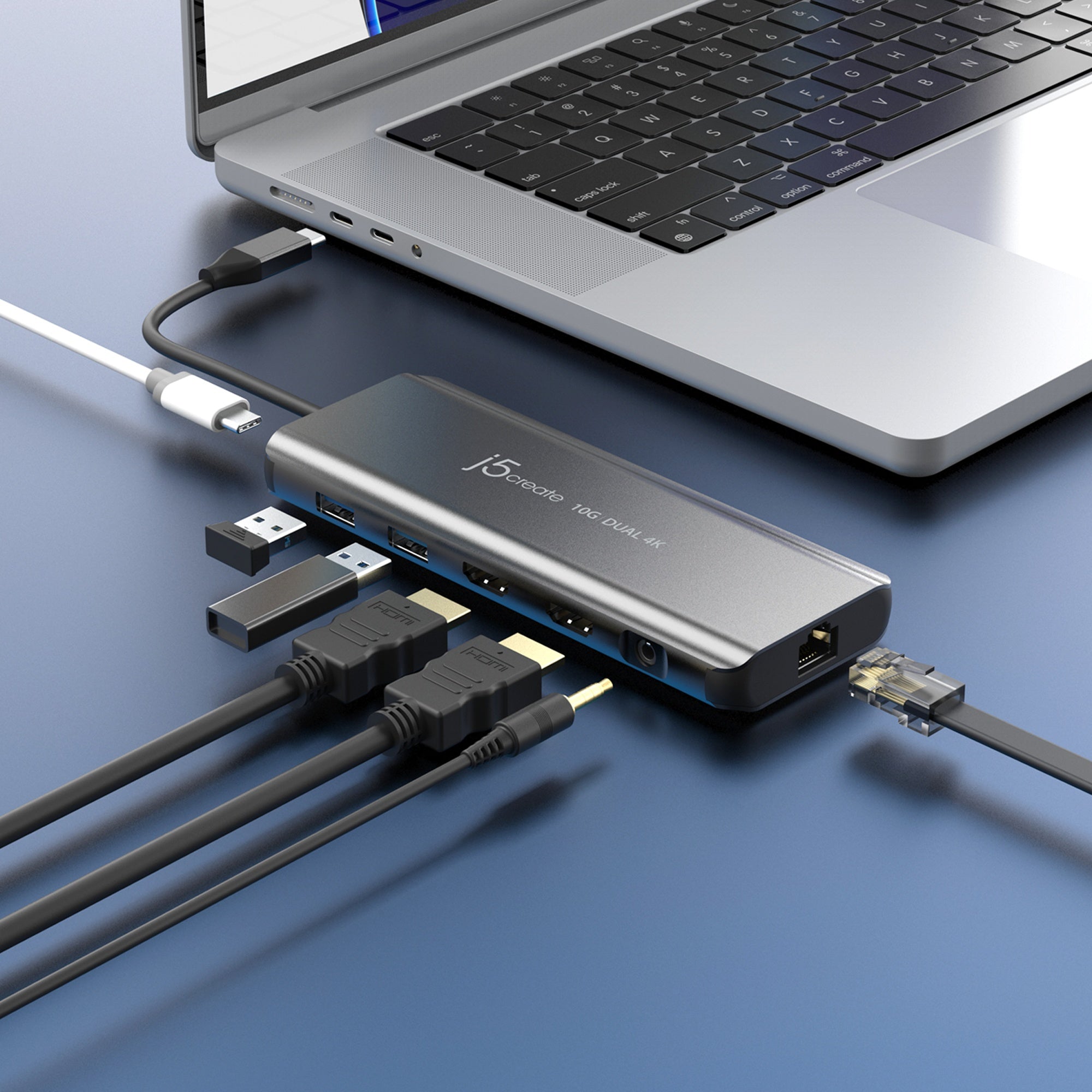 USB C Hub with Dual 4K HDMI, 10Gbps Data Transfer, Mini Docking Station - Perfect for MacBook Pro, Surface Pro & Multi-Monitor Work Setup