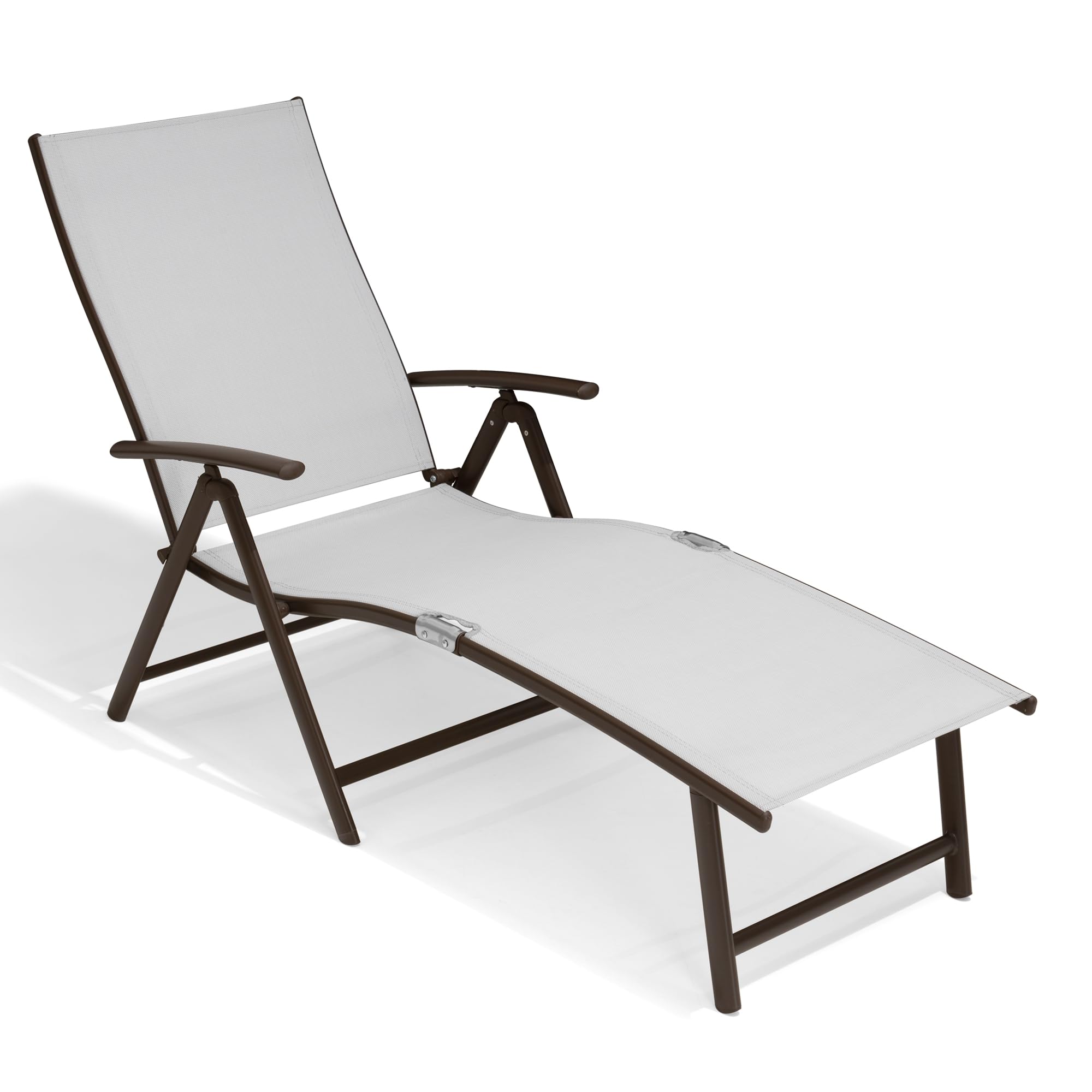 Crestlive Folding Patio Chaise Lounge Chair - Adjustable Aluminum Outdoor Pool Recliner with 8 Positions, No Assembly Required - Perfect for Backyard, Beach, and Poolside Relaxation