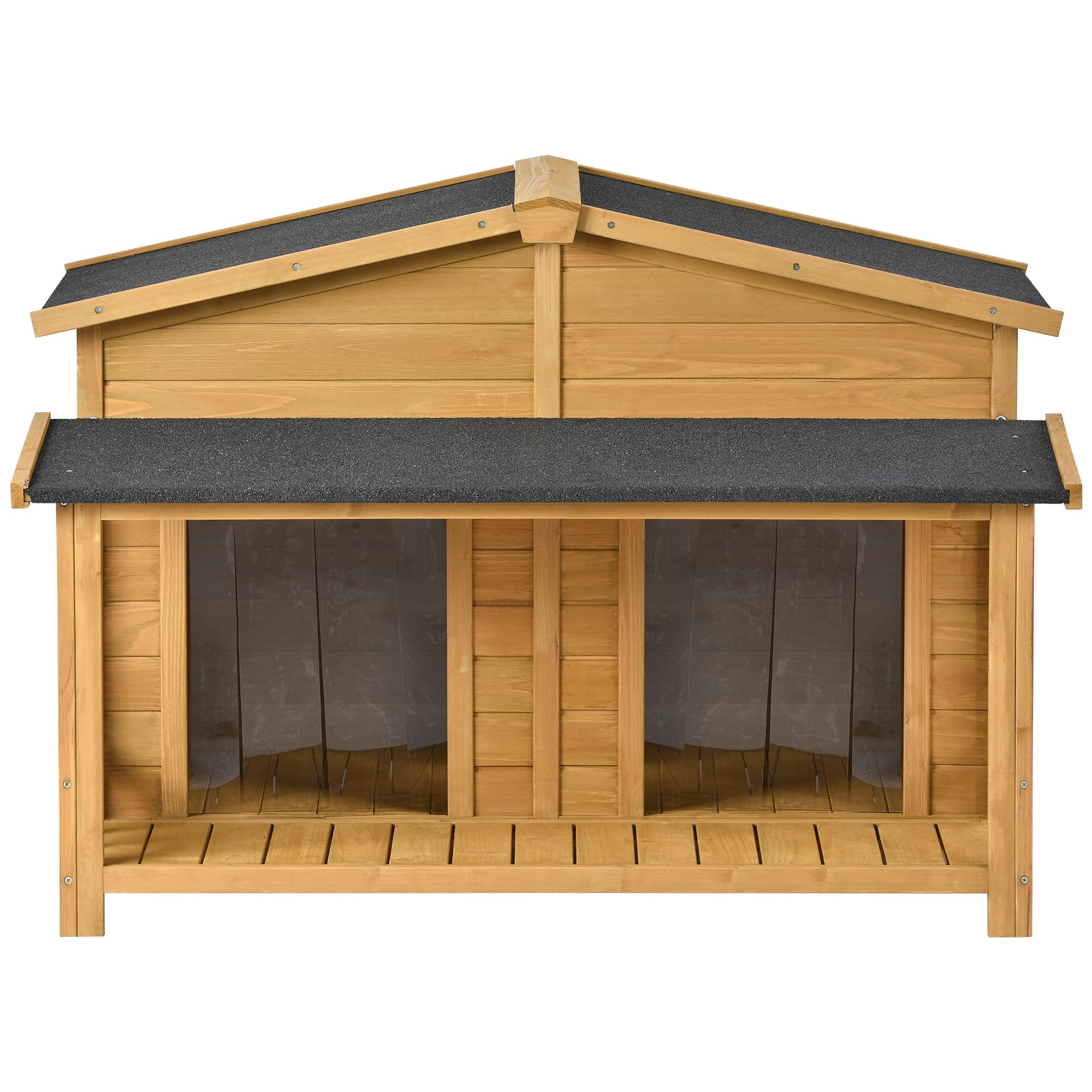 Premium Wooden Large Dog House for Outdoor & Indoor Use - Spacious Kennel with Porch, Elevated Floor & Dual Doors | Perfect for Backyard, Patio, or Garage Use