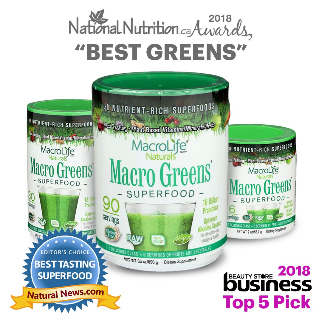 MacroLife Naturals Macro Greens Powder - 38 Superfoods with Probiotics, Antioxidants & Enzymes for Immunity, Energy & Detox - Vegan, Non-GMO, Gluten-Free, Dairy-Free - 30oz (90 Servings) - Perfect for Daily Wellness, Post-Workout Recovery & Immune Support