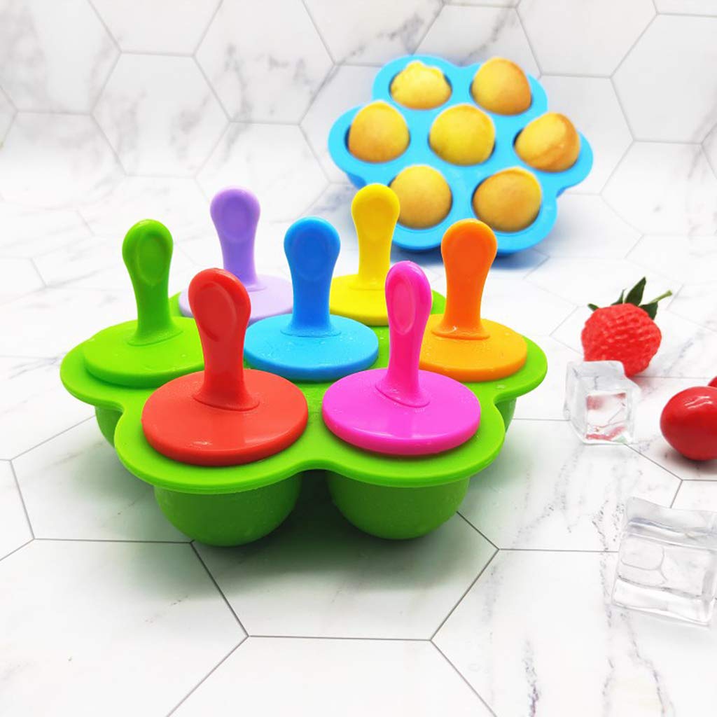 7-Cell Silicone Mini Ice Cube Mold - Reusable Ice Cream Ball & Lolly Maker for DIY Frozen Treats, Yogurt, Baby Food - Perfect for Parties, Summer Snacks & Home Dessert Making