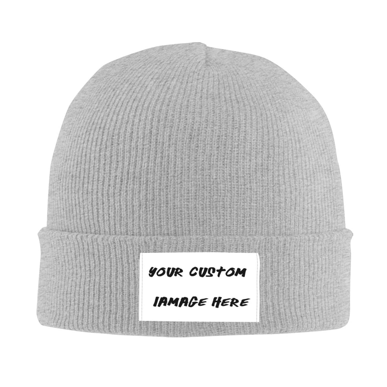 Custom Knit Beanies for Men & Women - Personalized Winter Hats with Text/Photo/Name - Warm Fleece-Lined Beanie for Skiing, Snowboarding & Outdoor Activities