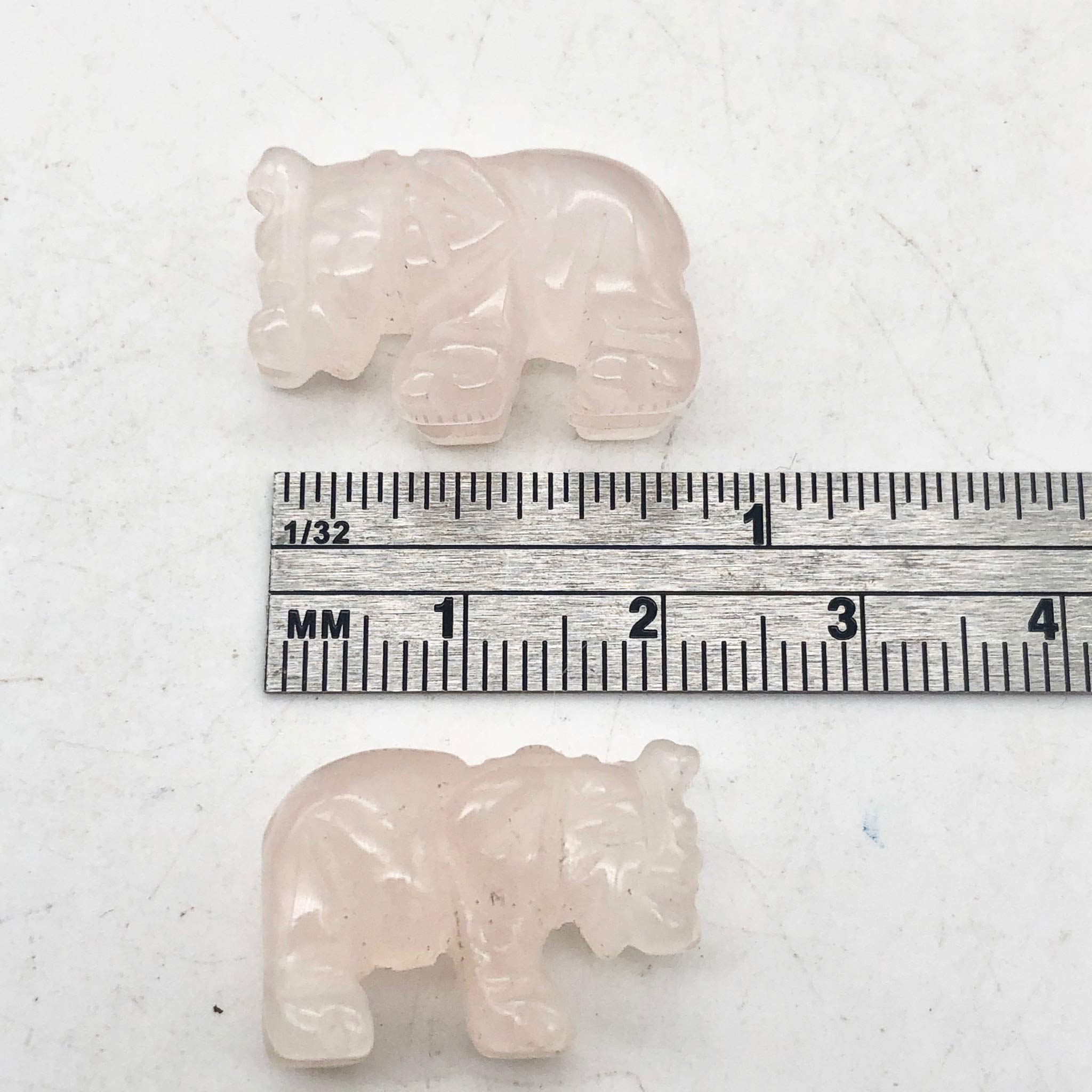 2 Hand Carved Rose Quartz Elephant Beads - Natural Gemstone Beads for DIY Jewelry Making, Necklace & Bracelet Crafting - Perfect for Boho Style & Spiritual Healing Jewelry