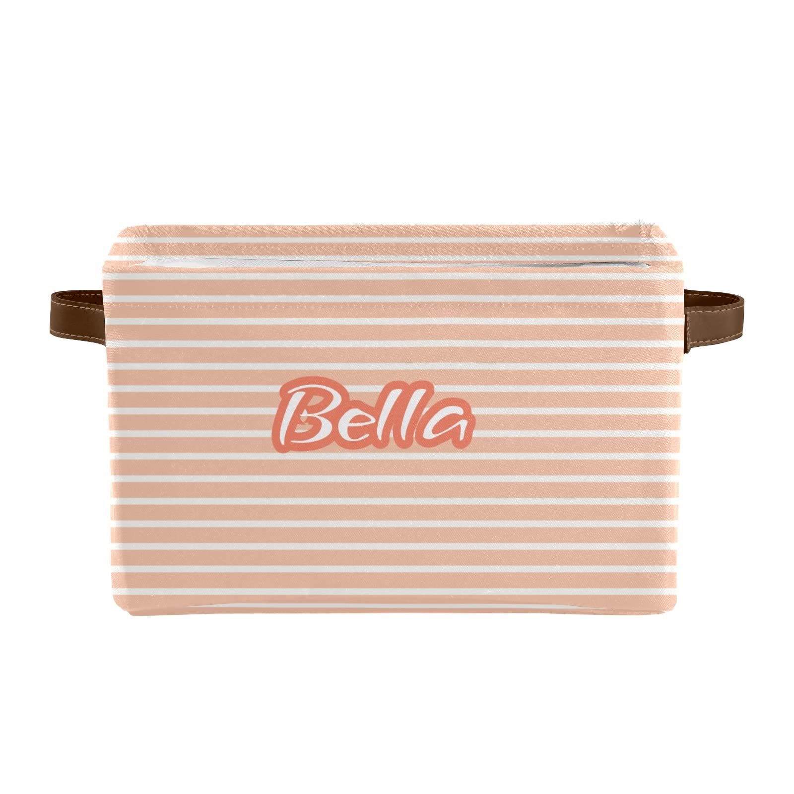 Custom Striped Yellow Collapsible Storage Bin Box with Name - Personalized Closet Organizer for Clothes, Toys & Pet Supplies | Nursery, Bedroom & Home Organization Solution