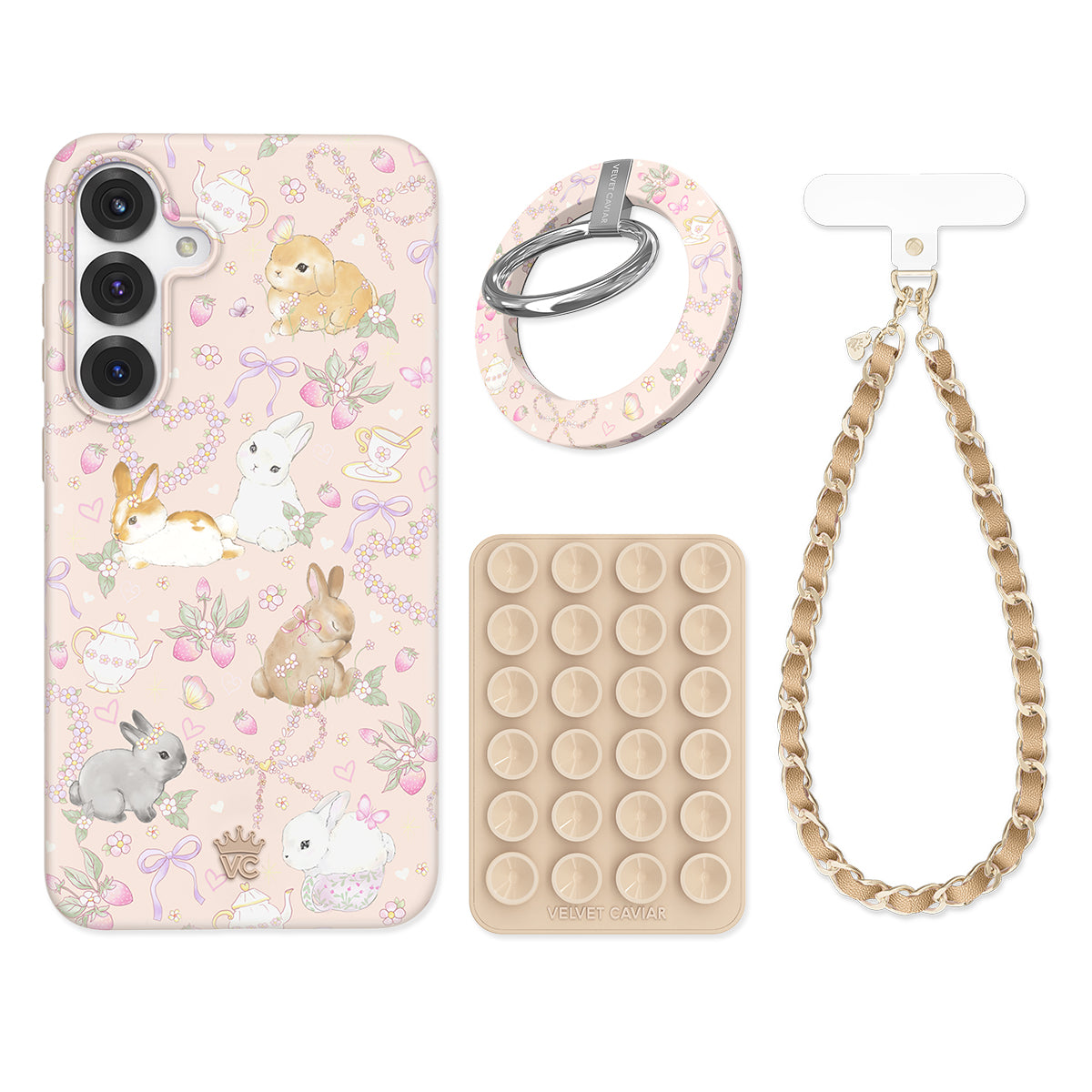 Cute Bunnies & Bows Samsung Phone Case with Non-Slip Grip - Perfect for Girls, Teens & Women | Ideal for Everyday Use, School & Gift Giving