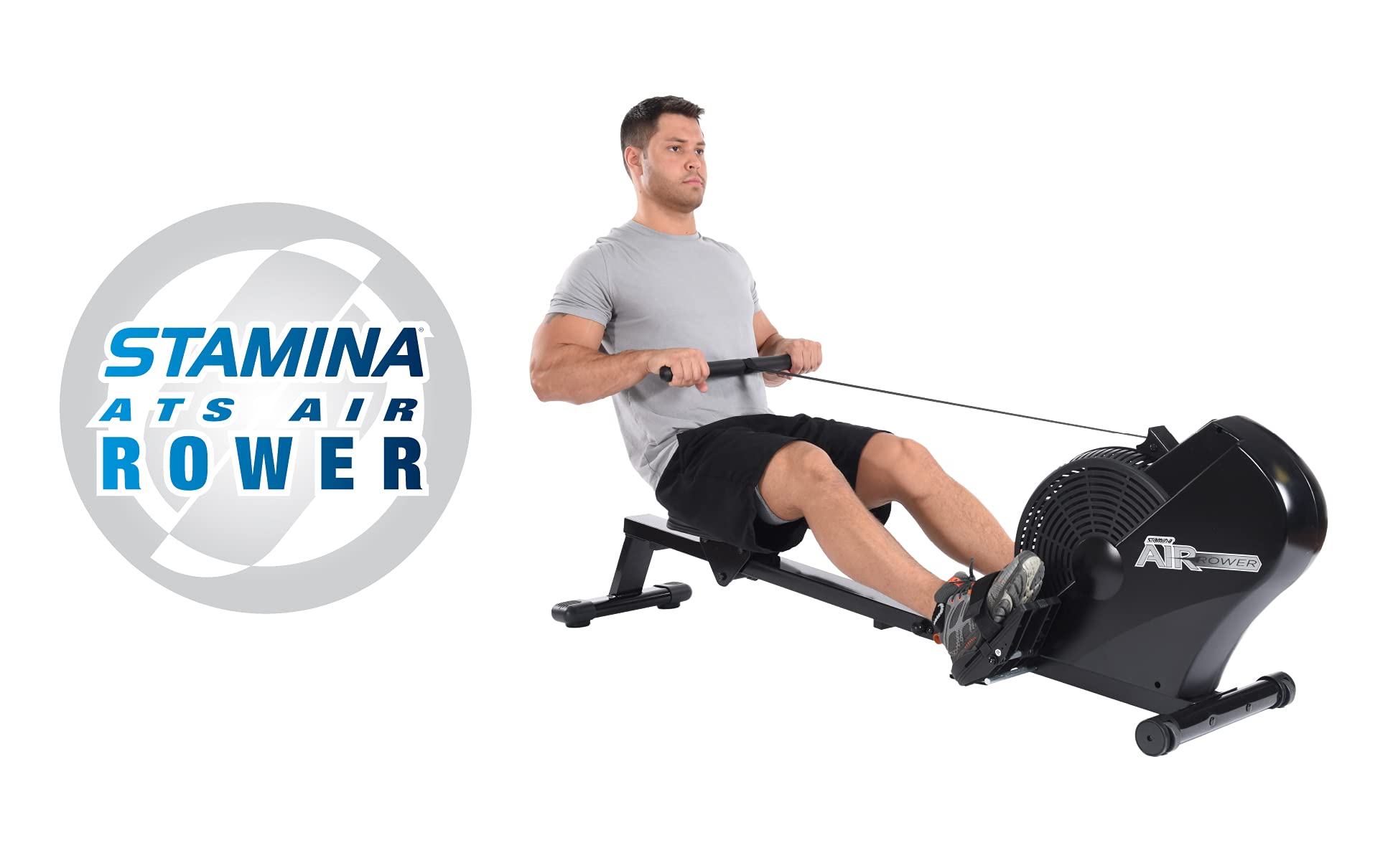 Stamina ATS Air Rower Machine with Smart Workout App - Foldable Rowing Machine with Adjustable Air Resistance for Home Gym - Supports Up to 250 lbs - Perfect for Cardio, Full-Body Workouts & Small Spaces