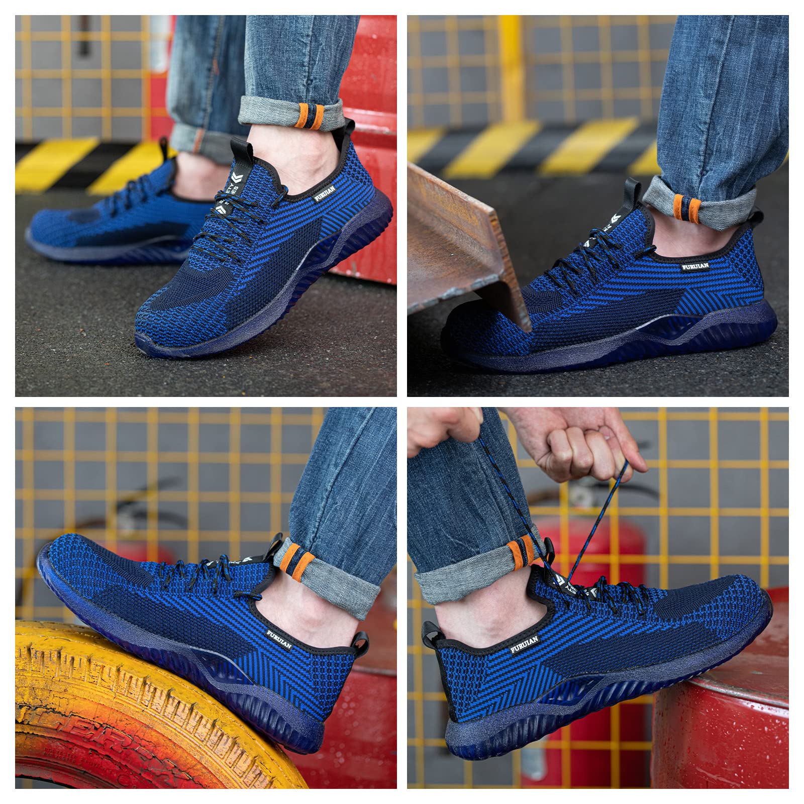 Steel Toe Shoes for Men & Women - Non-Slip Safety Work Sneakers for Warehouse, Construction & Industrial Use - Comfortable & Durable Steel Toe Boots
