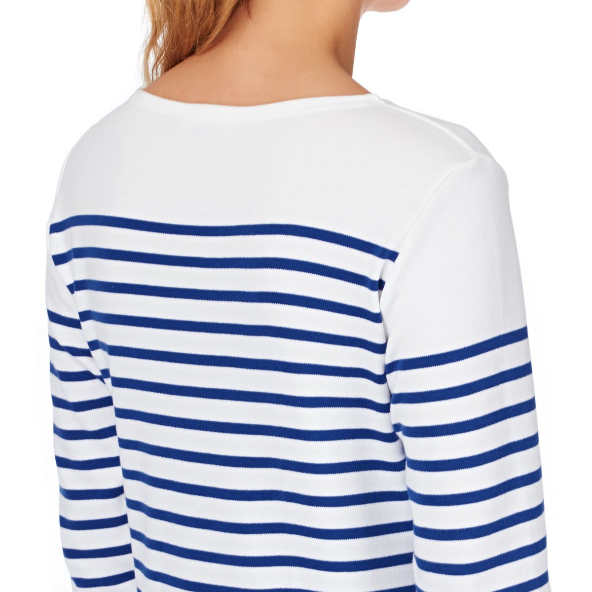Armor Lux Women's Mariniere Amiral Femme Long Sleeve Striped Breton Top - White/Navy Blue | Classic French Style Casual & Work Wear