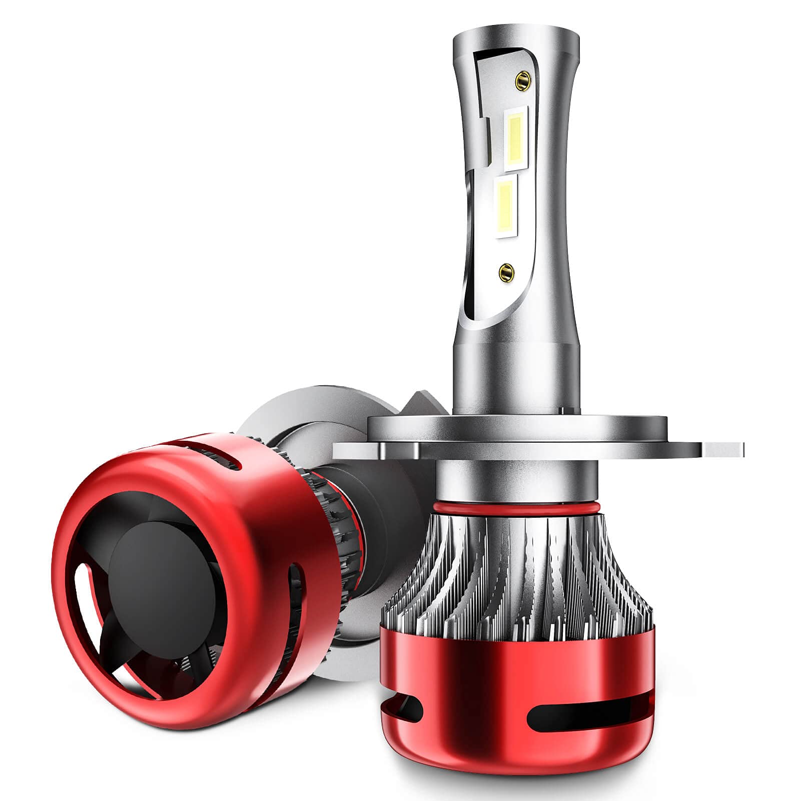 WHECHE H4 LED Headlight Bulbs 8000LM 6000K White - High/Low Beam Conversion Kit for Cars, Trucks, SUVs - Pack of 2
