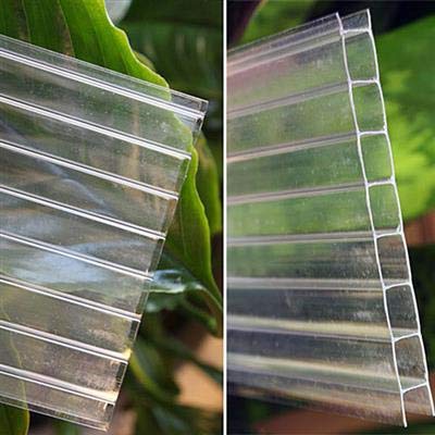 8mm Clear Twinwall Polycarbonate Sheet - 2' x 6' (5 Pack) - Durable Roofing Panels for Greenhouses, Patio Covers & DIY Projects