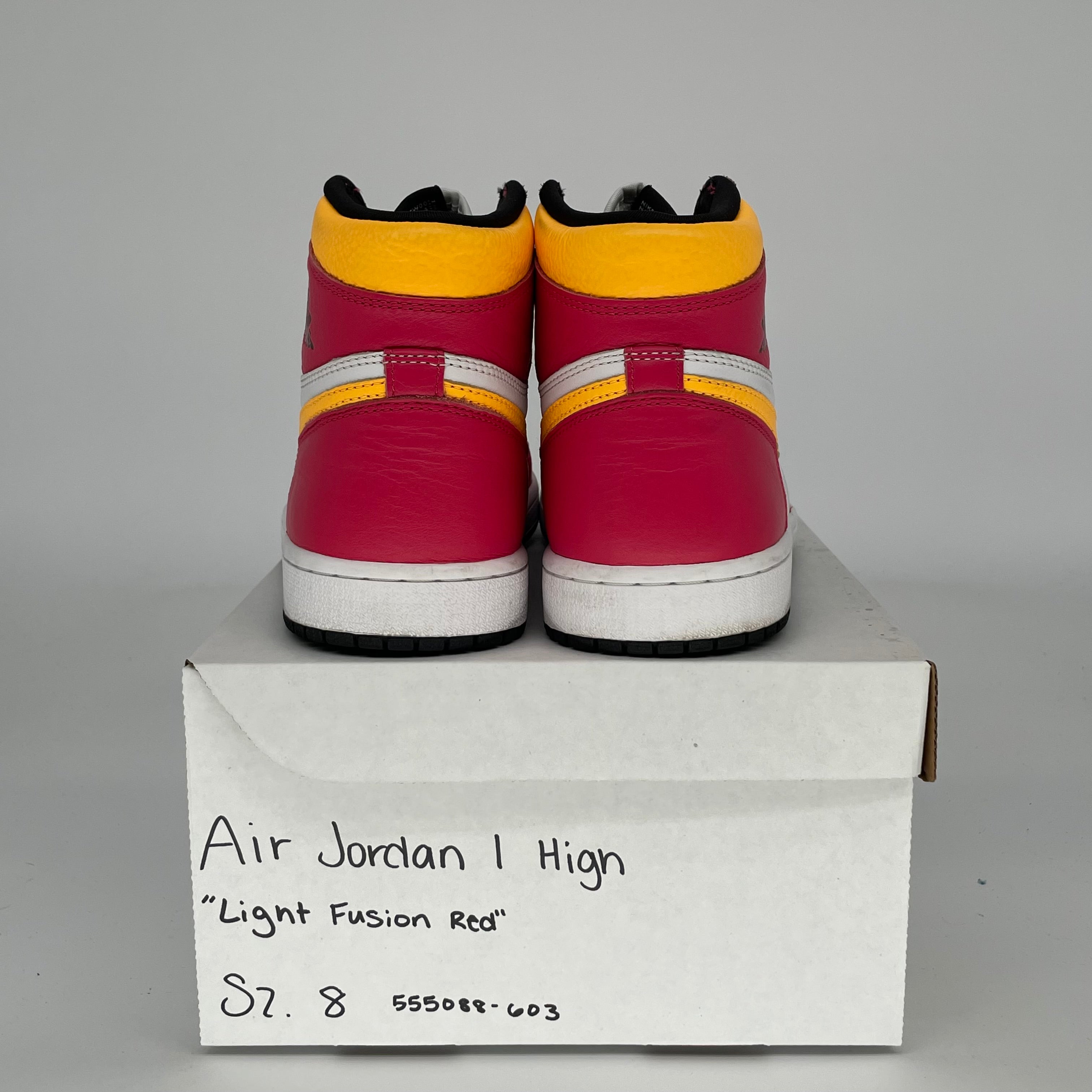 AIR JORDAN 1 Light Fusion Red Men's Basketball Shoes - Size 8 (555088-603) - Perfect for Streetwear, Sneaker Collecting & Casual Fashion