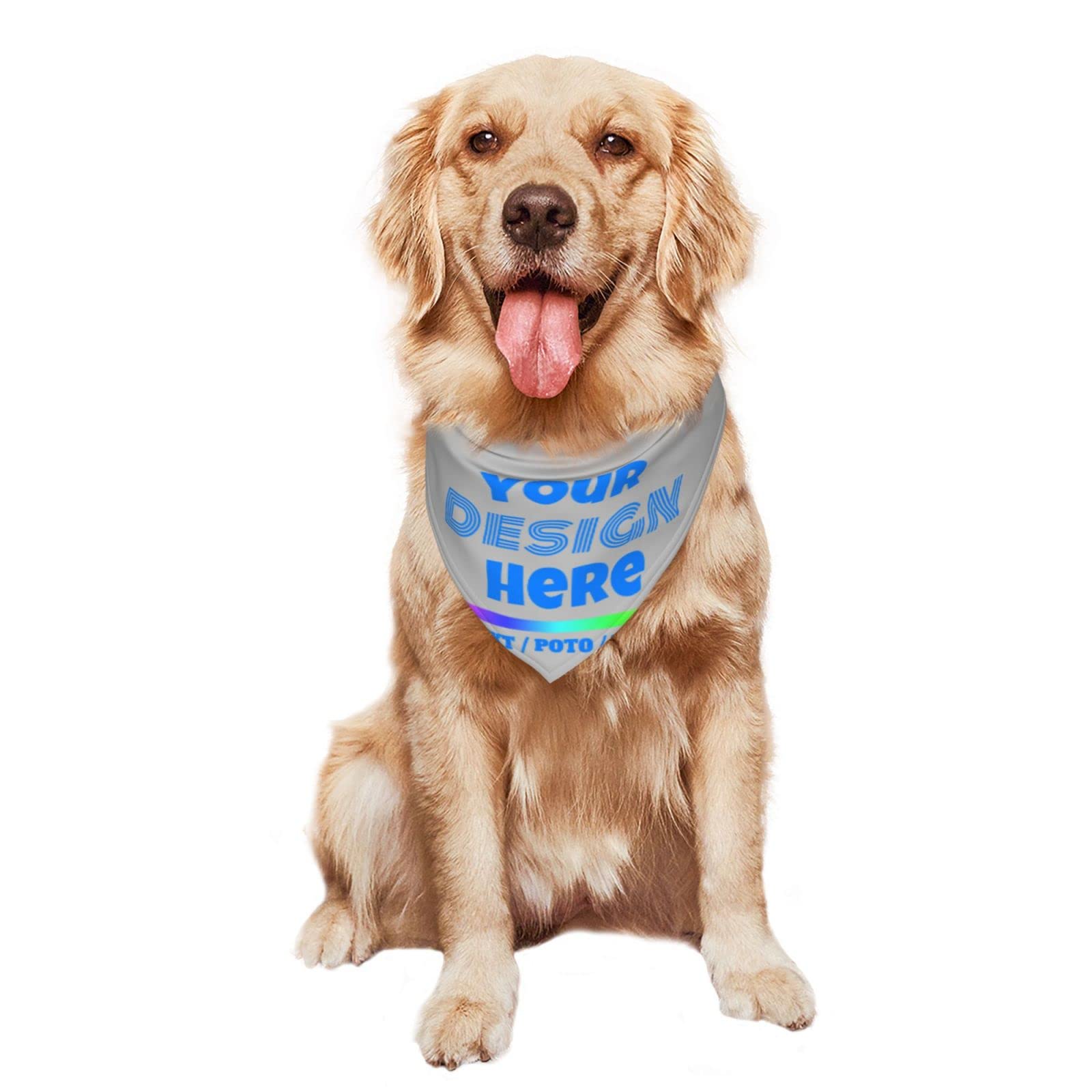 Personalized Pet Bandana for Dogs & Cats - Custom Photo & Name Print - Soft & Stylish Grey Dog Bandana for Birthdays, Holidays & Special Occasions