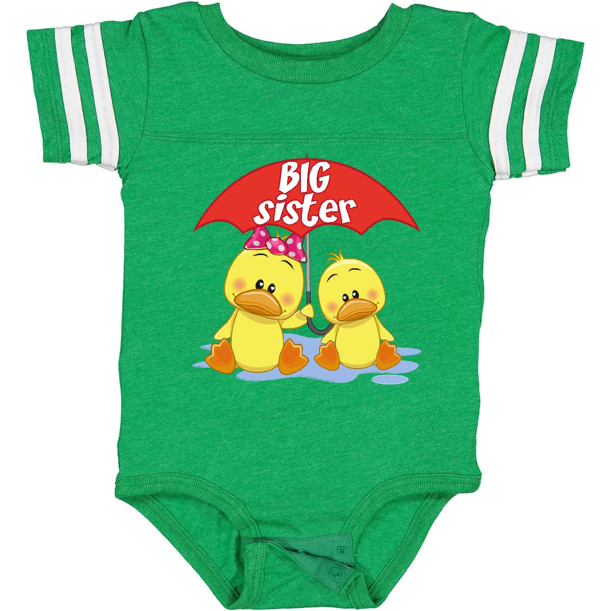 Inktastic Big Sister Duck Baby Bodysuit - Cute Duck Design Infant Onesie for Newborn & Toddler - Perfect for Sibling Announcement, Baby Shower Gift & Family Photos