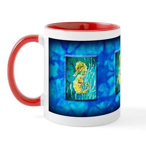 White/Red Inside - Seahorse Blue Mug