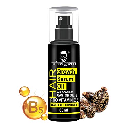 UrbanGabru Hair Growth Serum with Castor Oil - Natural Hair Fall Control Treatment for Men & Women (60ml) - Promotes Thicker, Stronger Hair for Daily Use at Home & Salon