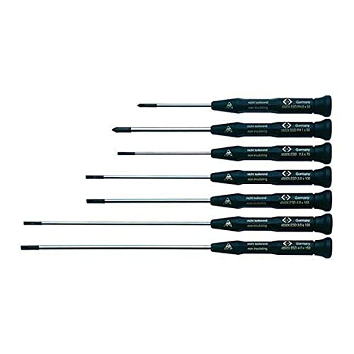 C.K. TOOLS T4883XESD 7-Piece Slotted/Phillips ESD Screwdriver Set - Anti-Static Screwdrivers for Electronics, Computers & Sensitive Devices